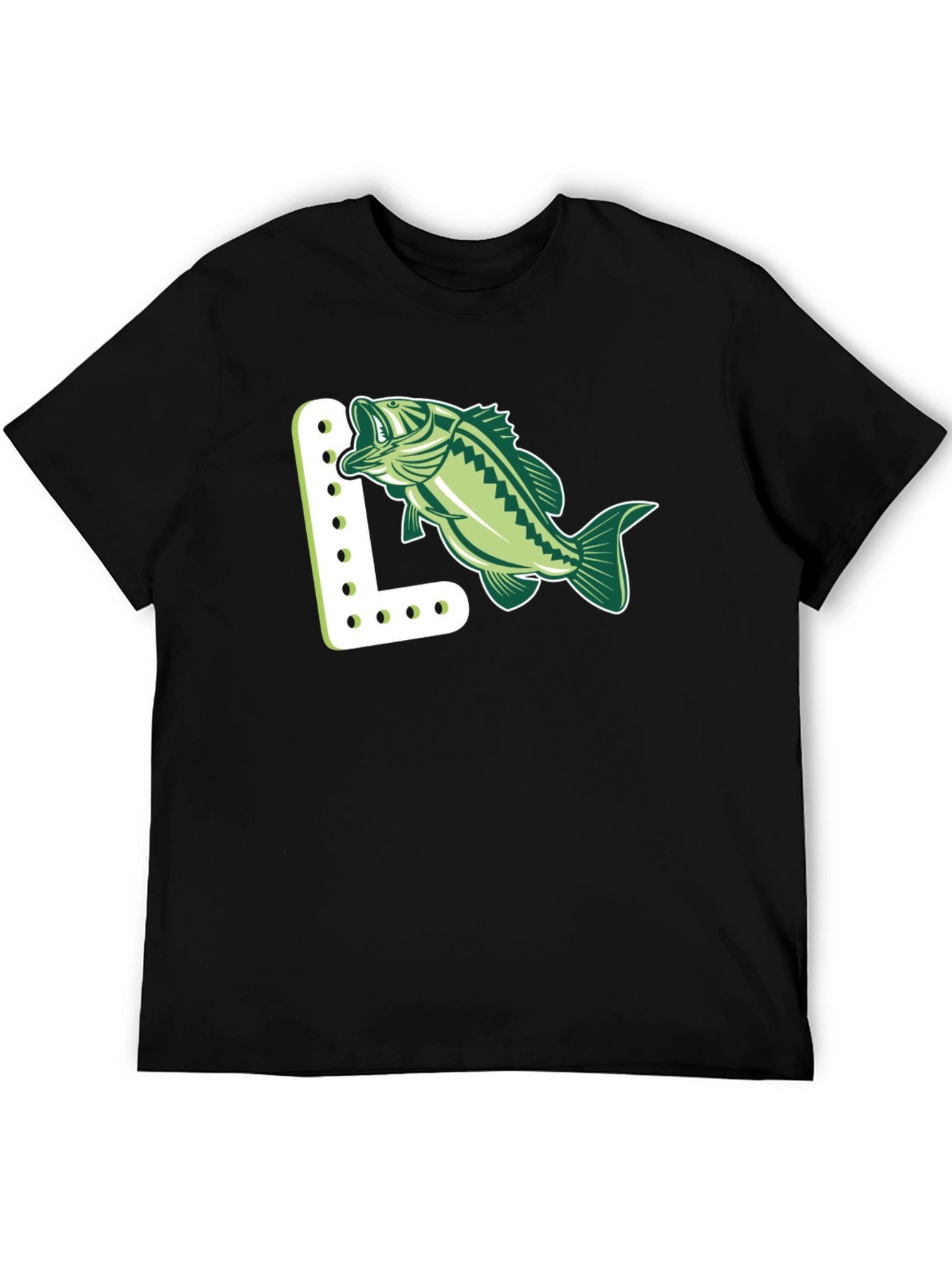 Camiseta Negra con Diseño de Pez y Letra L