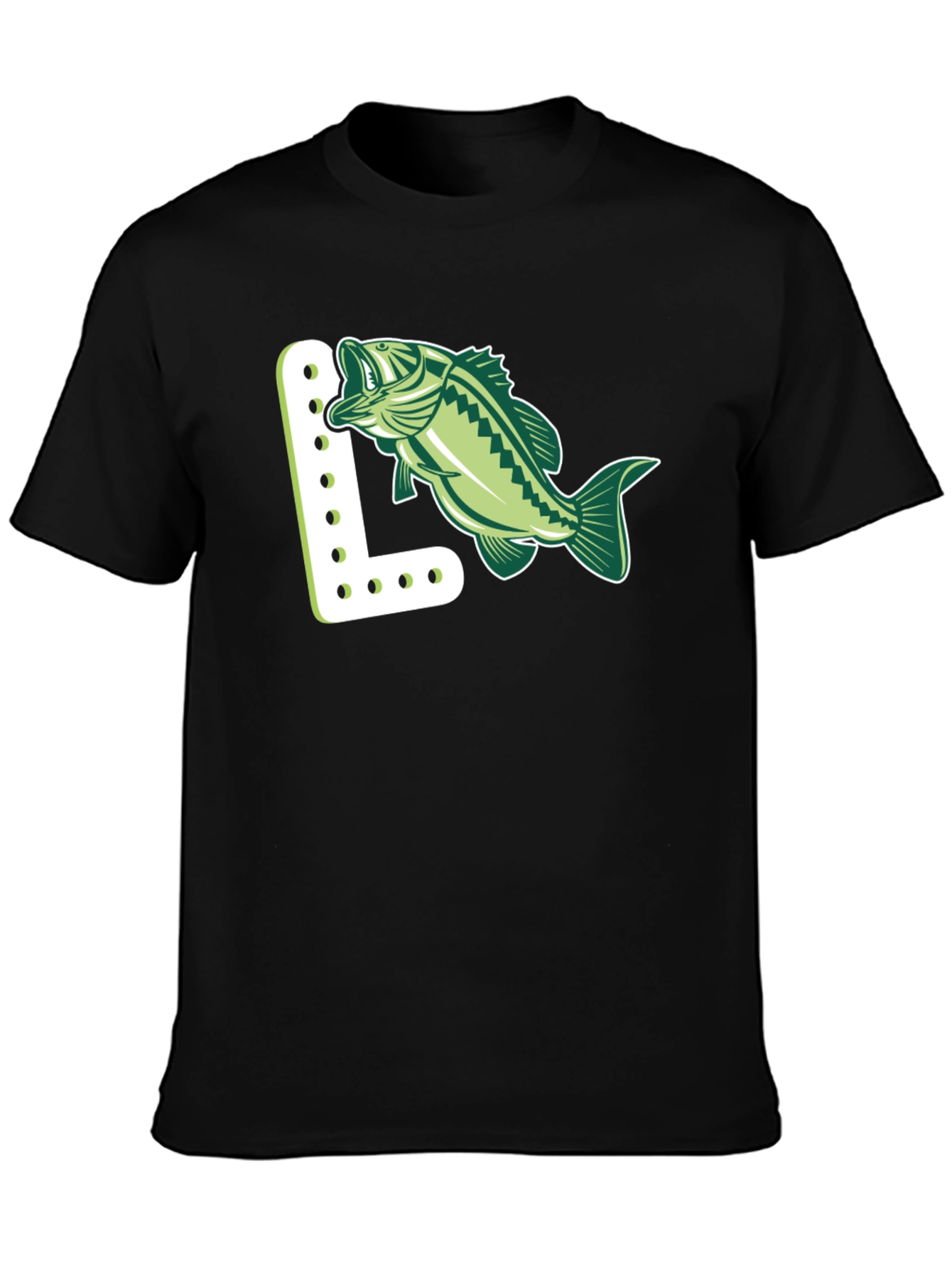 Camiseta Negra con Diseño de Pez y Letra L