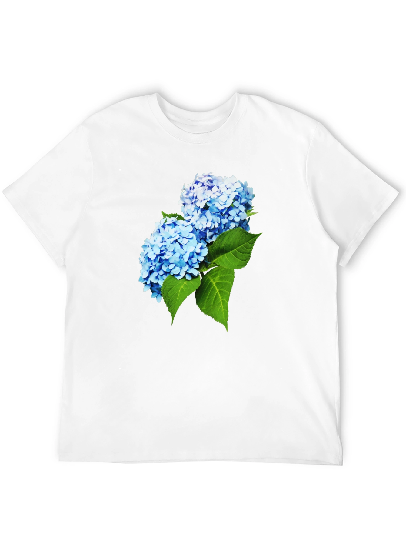 Camiseta Hombre Negra con Hortensias Azules