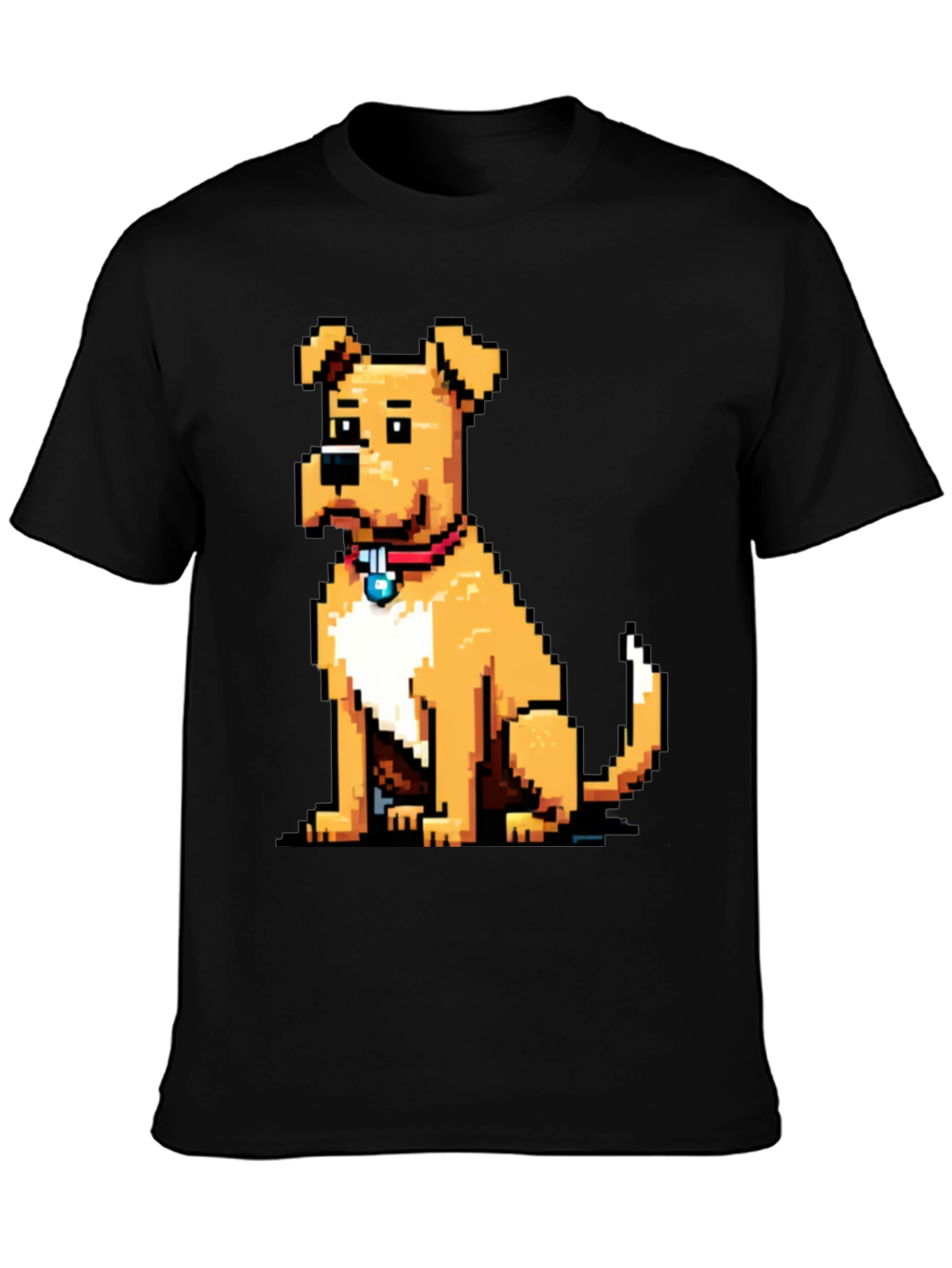 Camiseta Negra con Diseño de Perro Pixelado