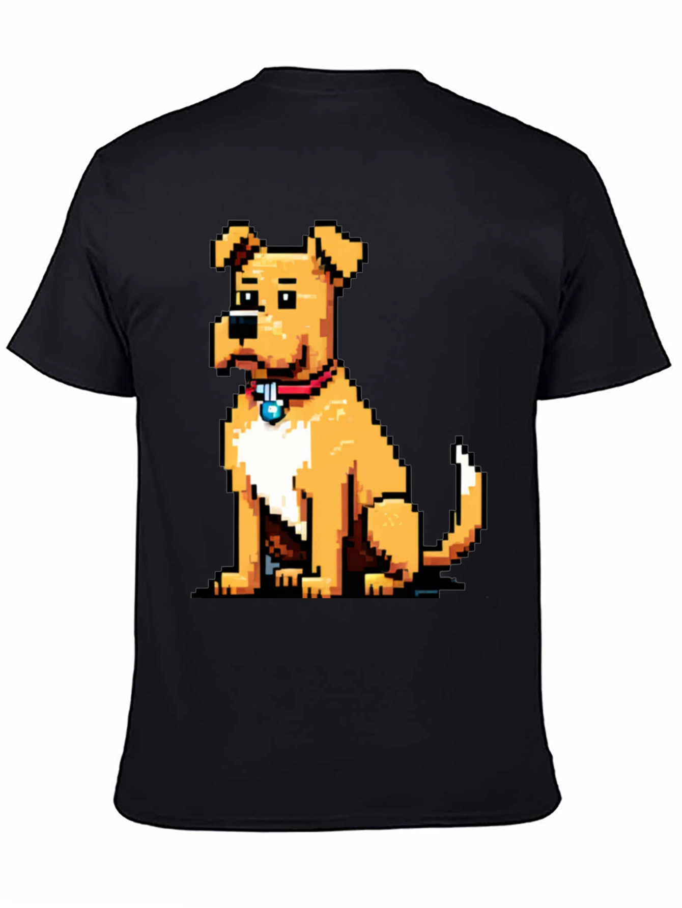 Camiseta Negra con Diseño de Perro Pixelado