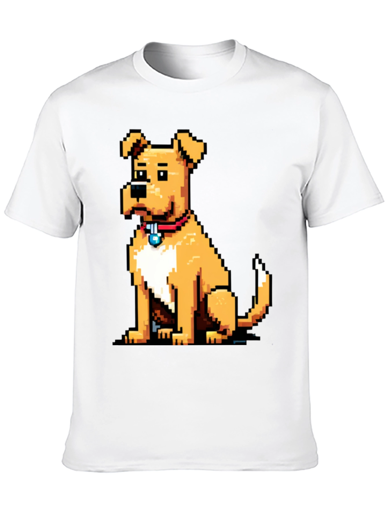 Camiseta Negra con Diseño de Perro Pixelado