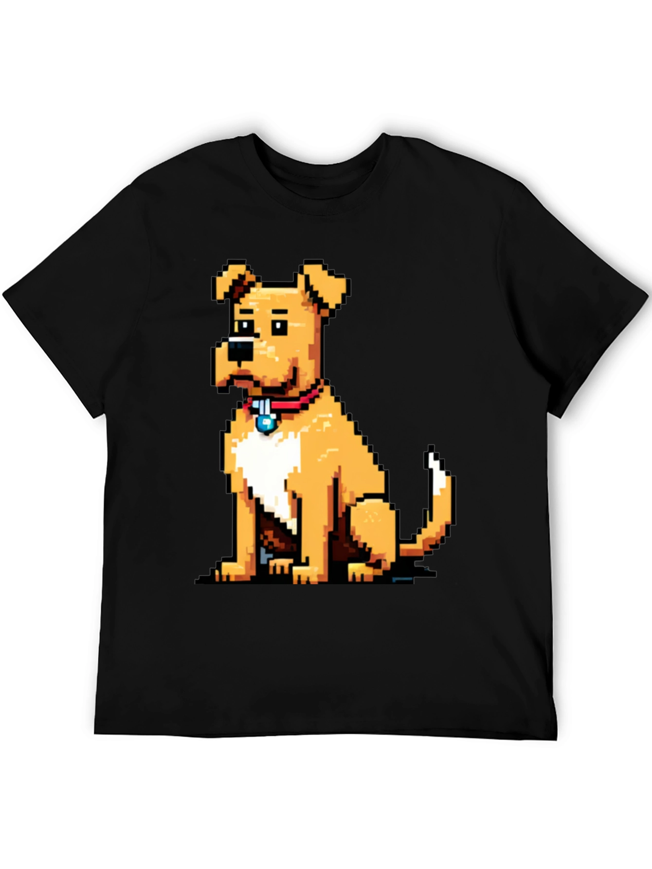 Camiseta Negra con Diseño de Perro Pixelado