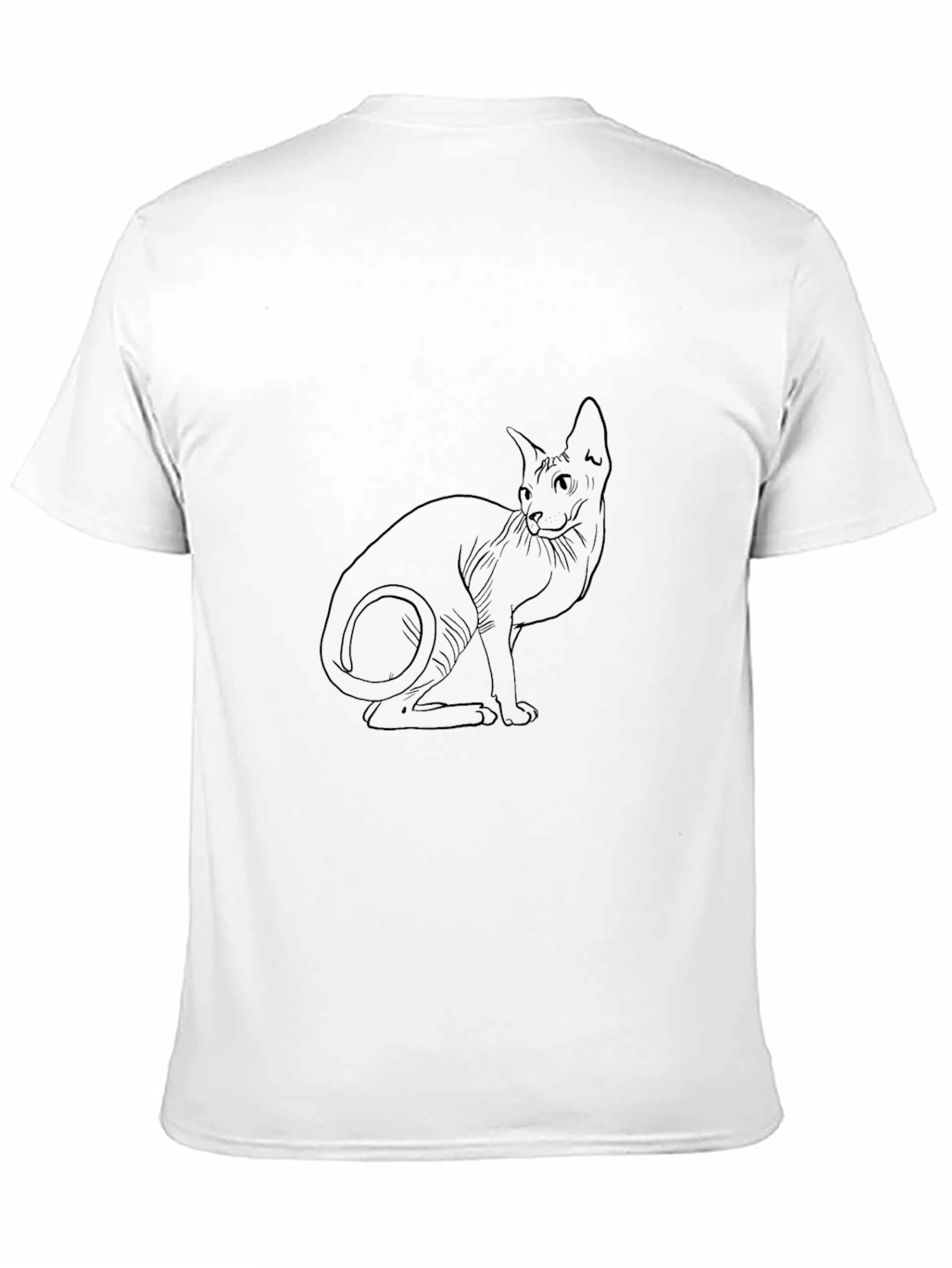Camiseta Negra con Diseño de Gato Esfinge