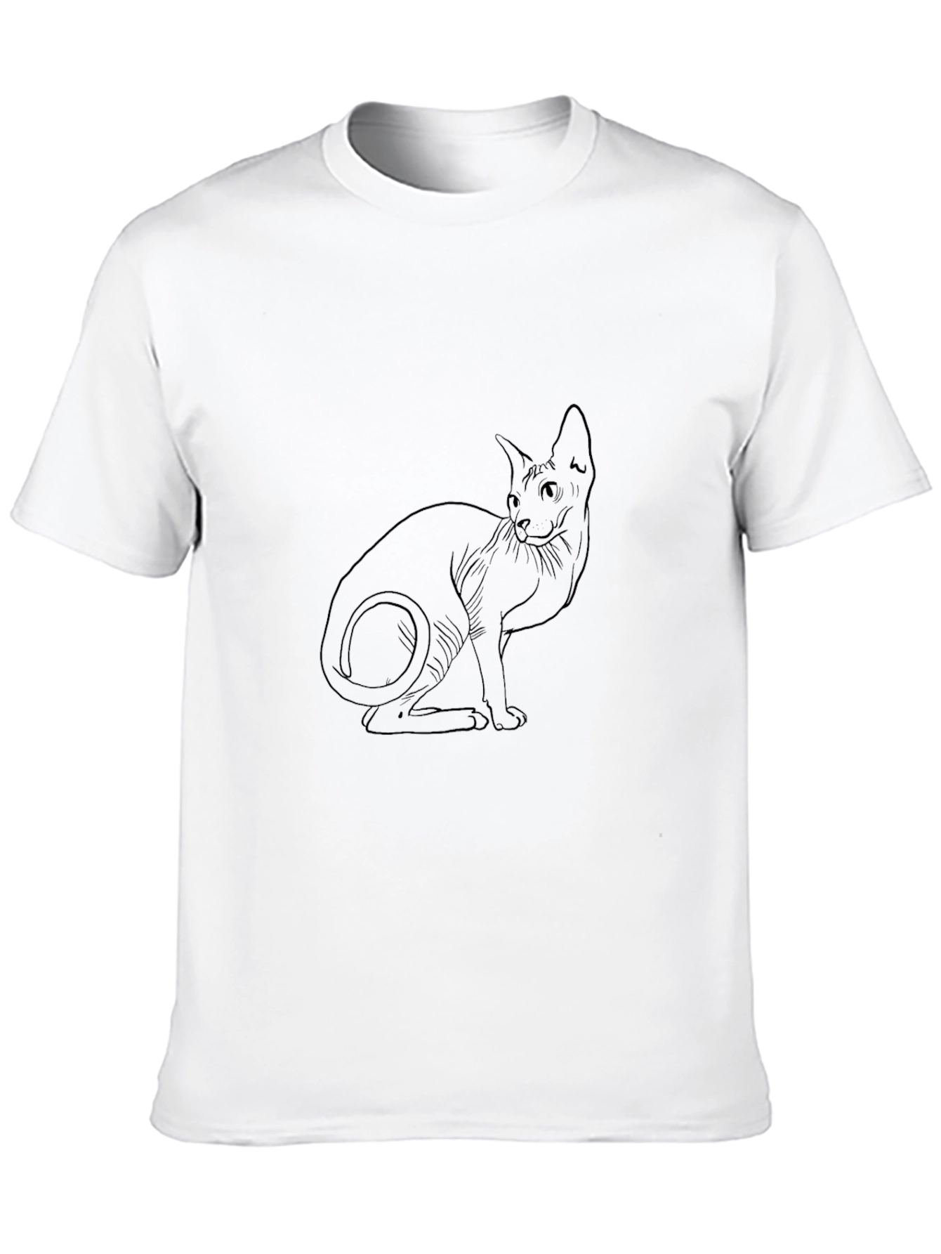 Camiseta Negra con Diseño de Gato Esfinge