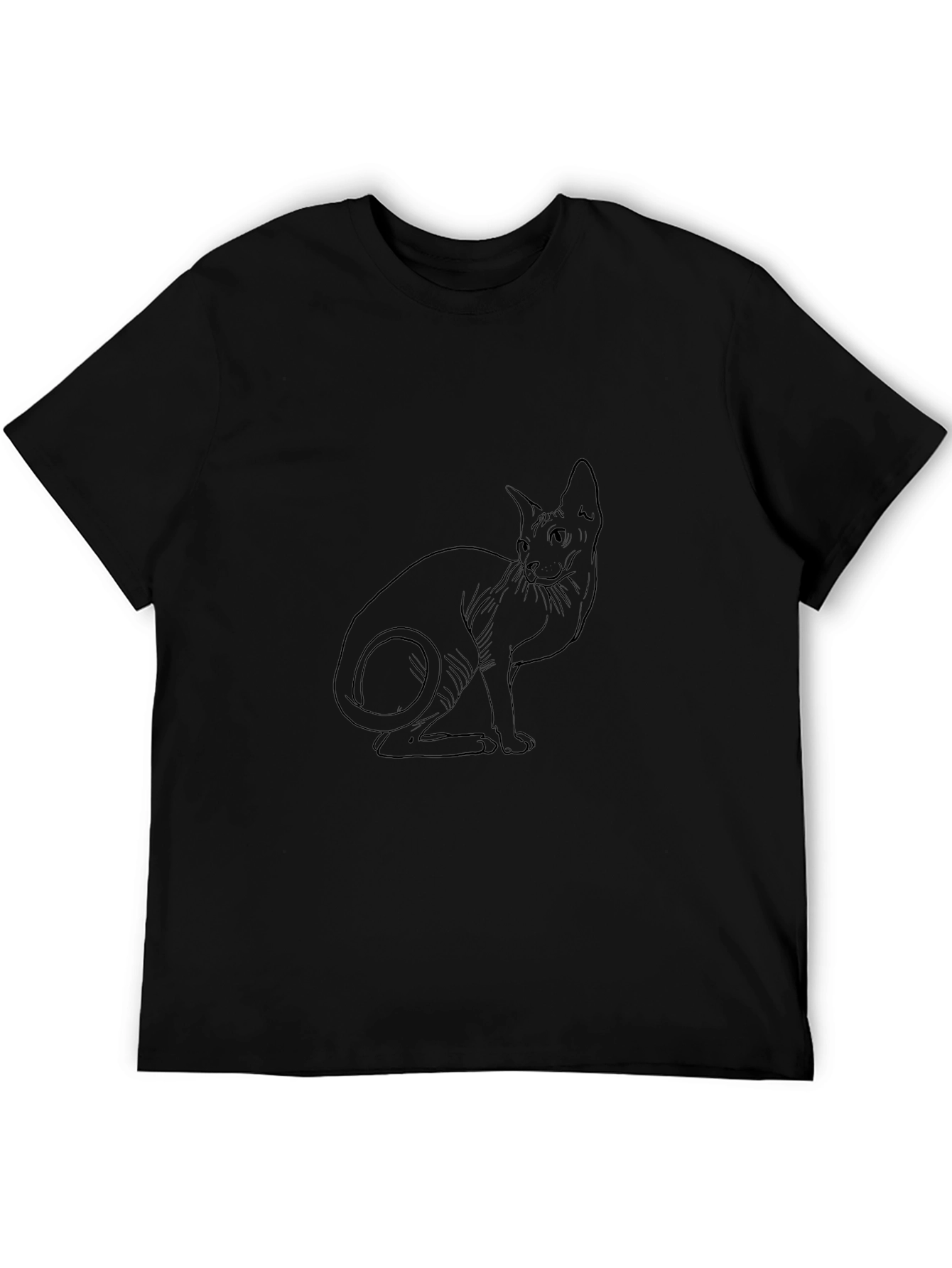 Camiseta Negra con Diseño de Gato Esfinge