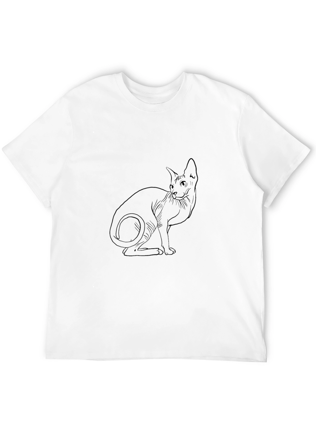 Camiseta Negra con Diseño de Gato Esfinge