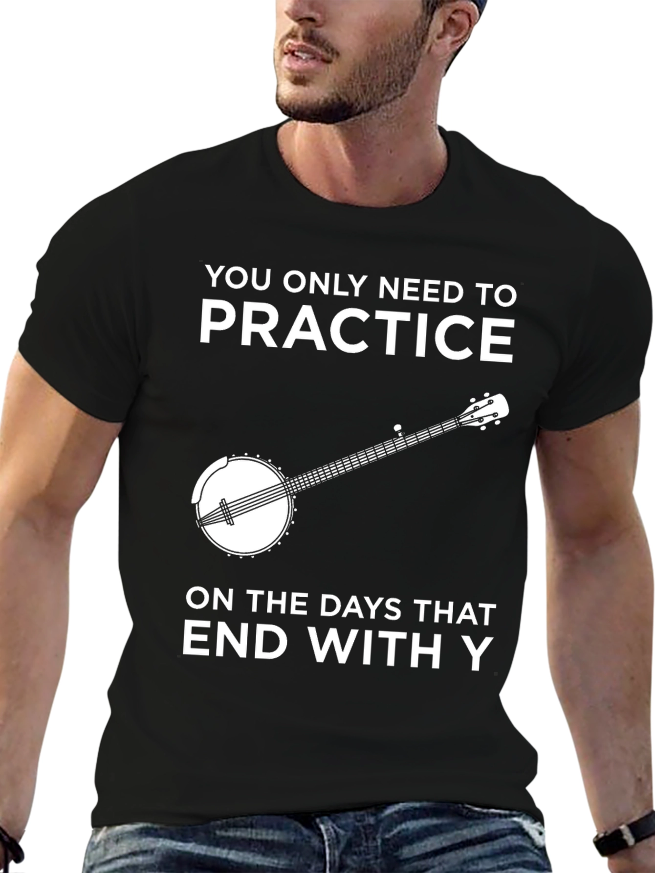 Camiseta Negra con Diseño de Banjo y Frase Divertida