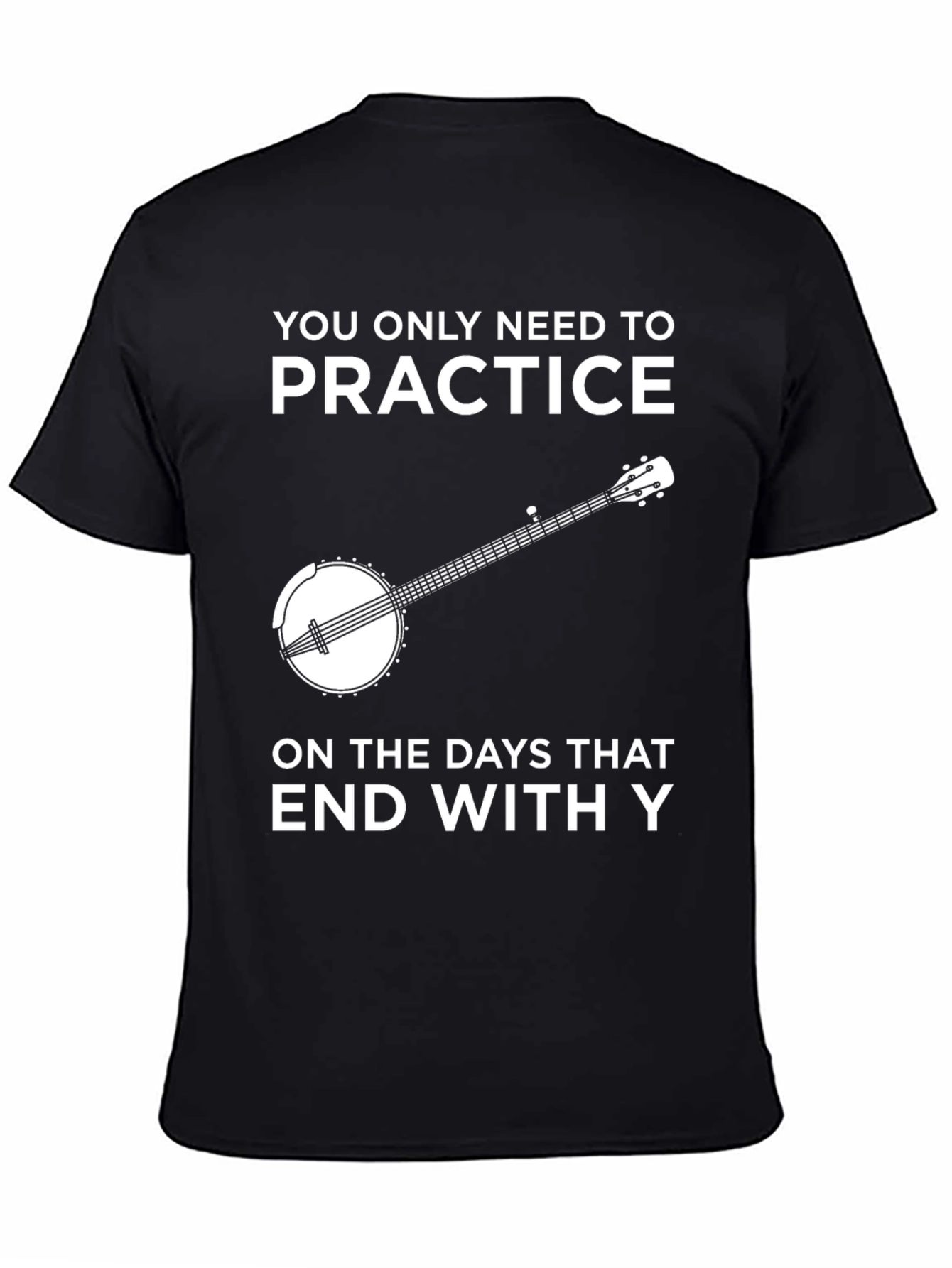 Camiseta Negra con Diseño de Banjo y Frase Divertida