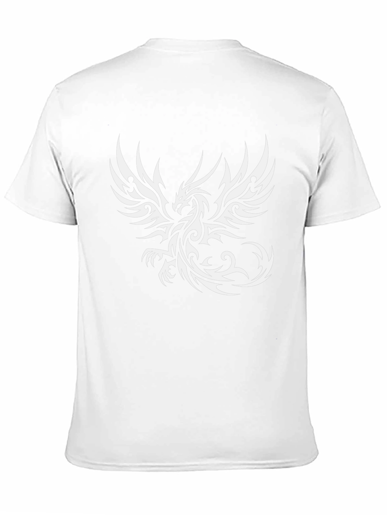 Camiseta Negra con Diseño de Dragón Tribal Blanco