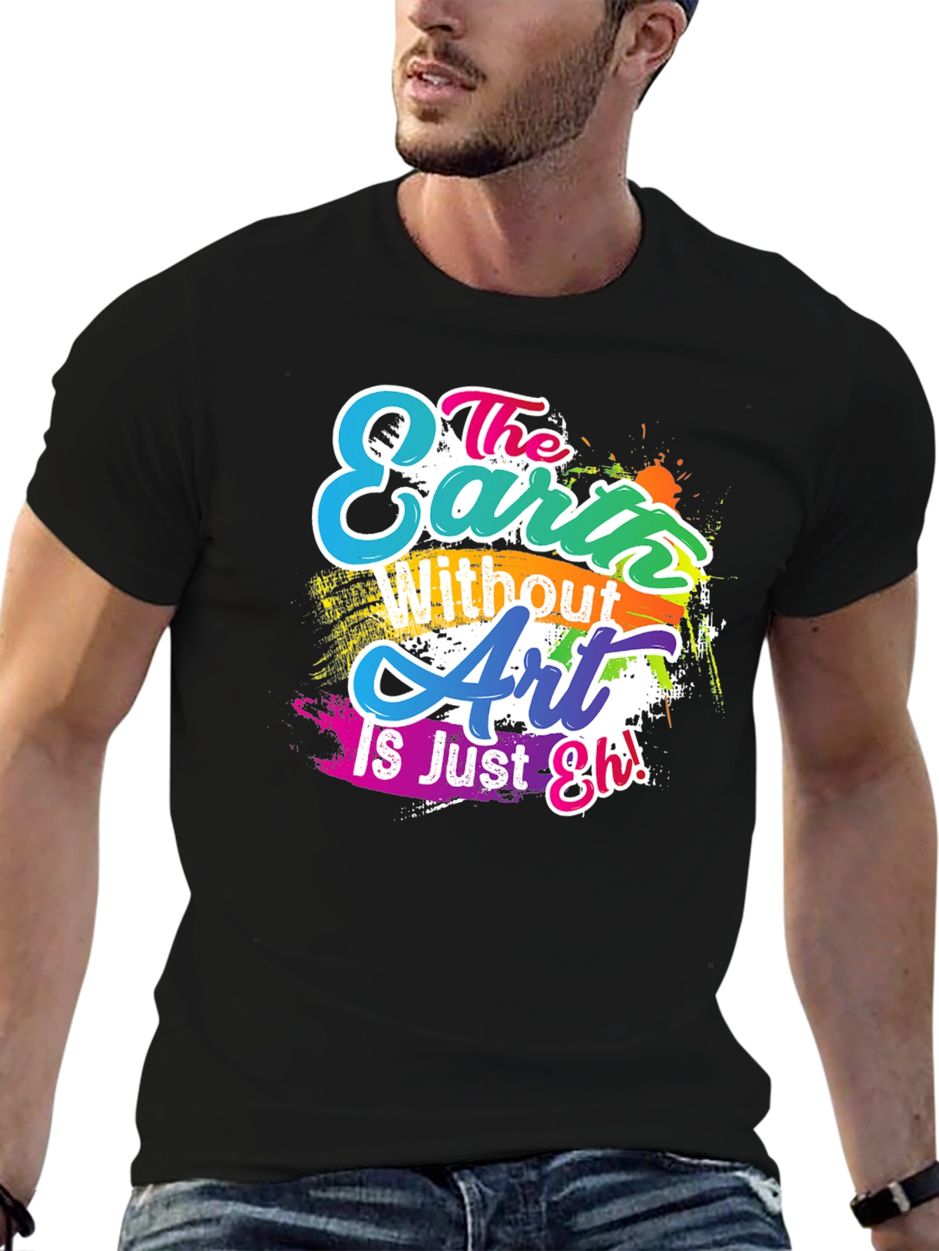 Camiseta Negra con Diseño Artístico Inspirador