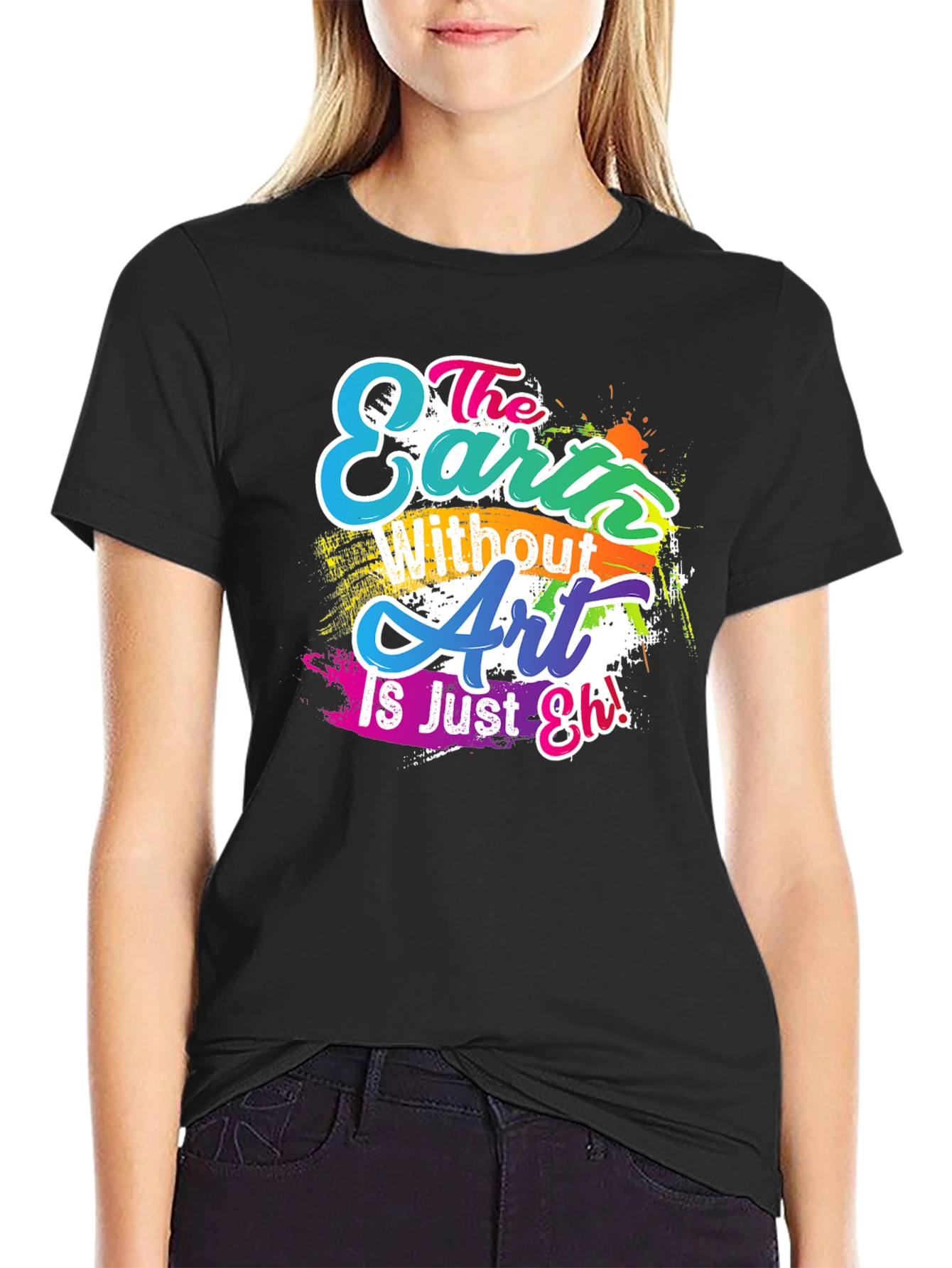 Camiseta Negra con Diseño Artístico Inspirador