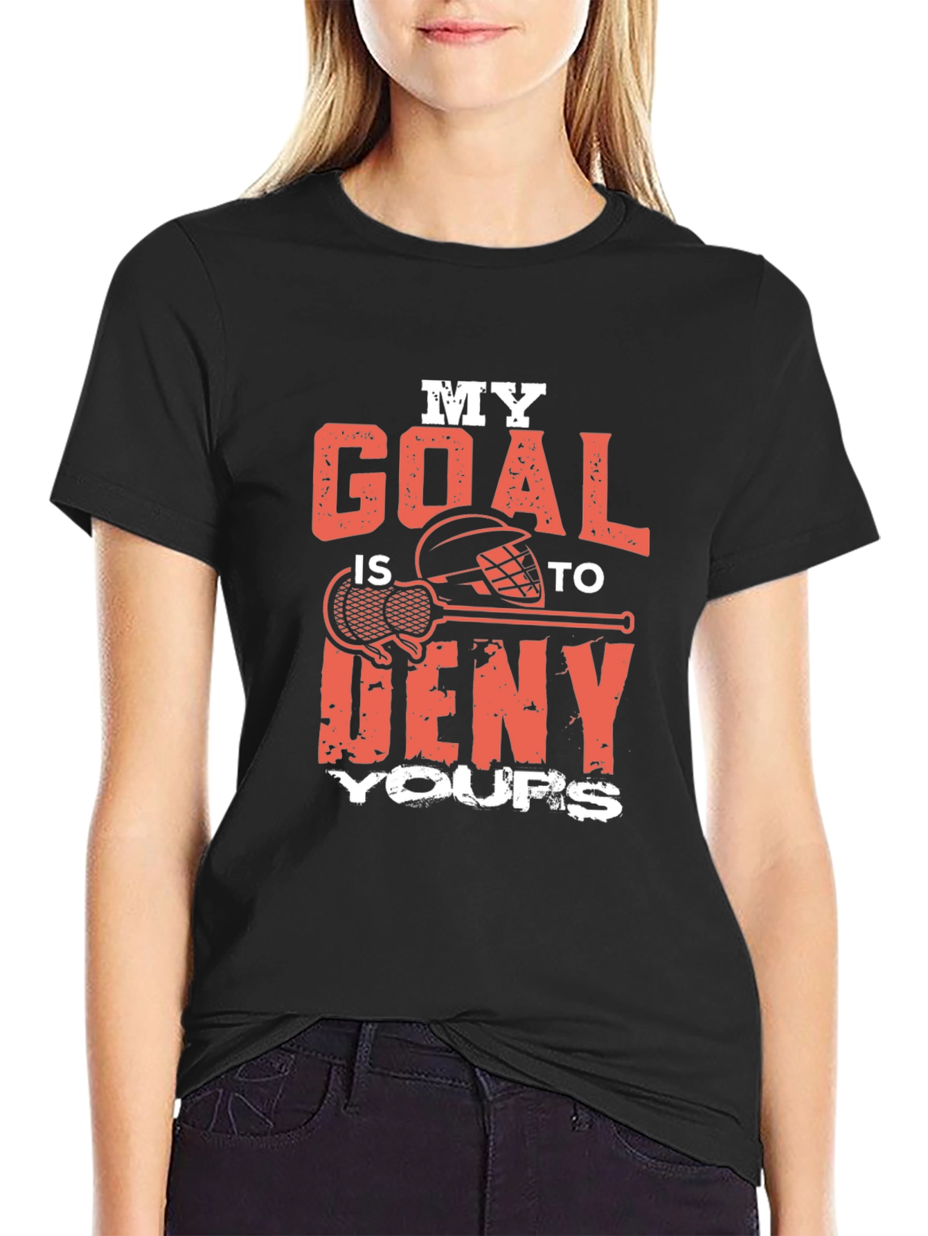 Camiseta Negra Lacrosse Mi Meta es Detenerte