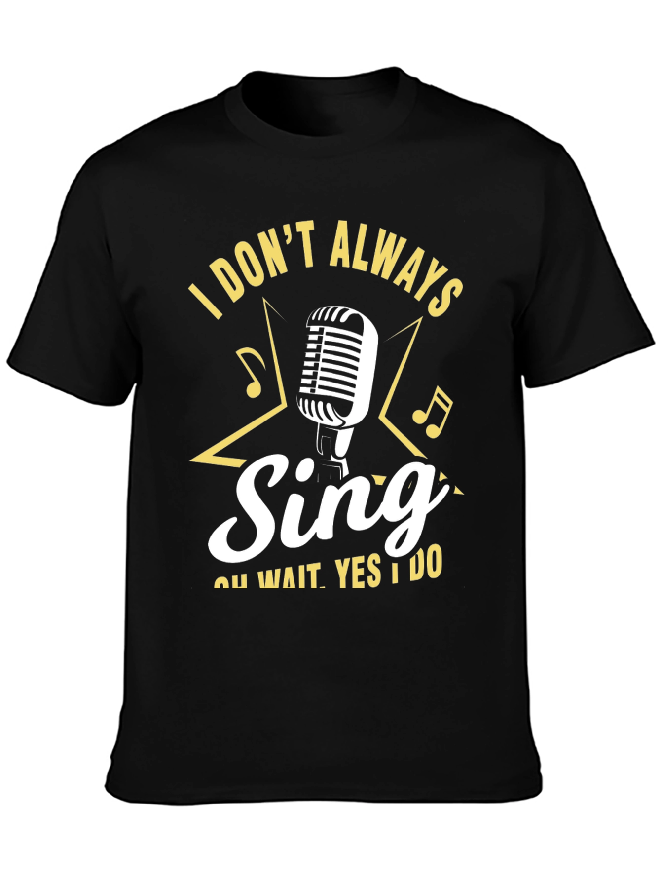 Camiseta Negra con Diseño de Micrófono y Frase Divertida