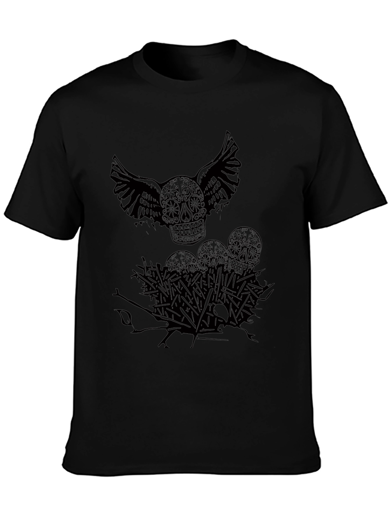 Camiseta Negra Calavera con Alas