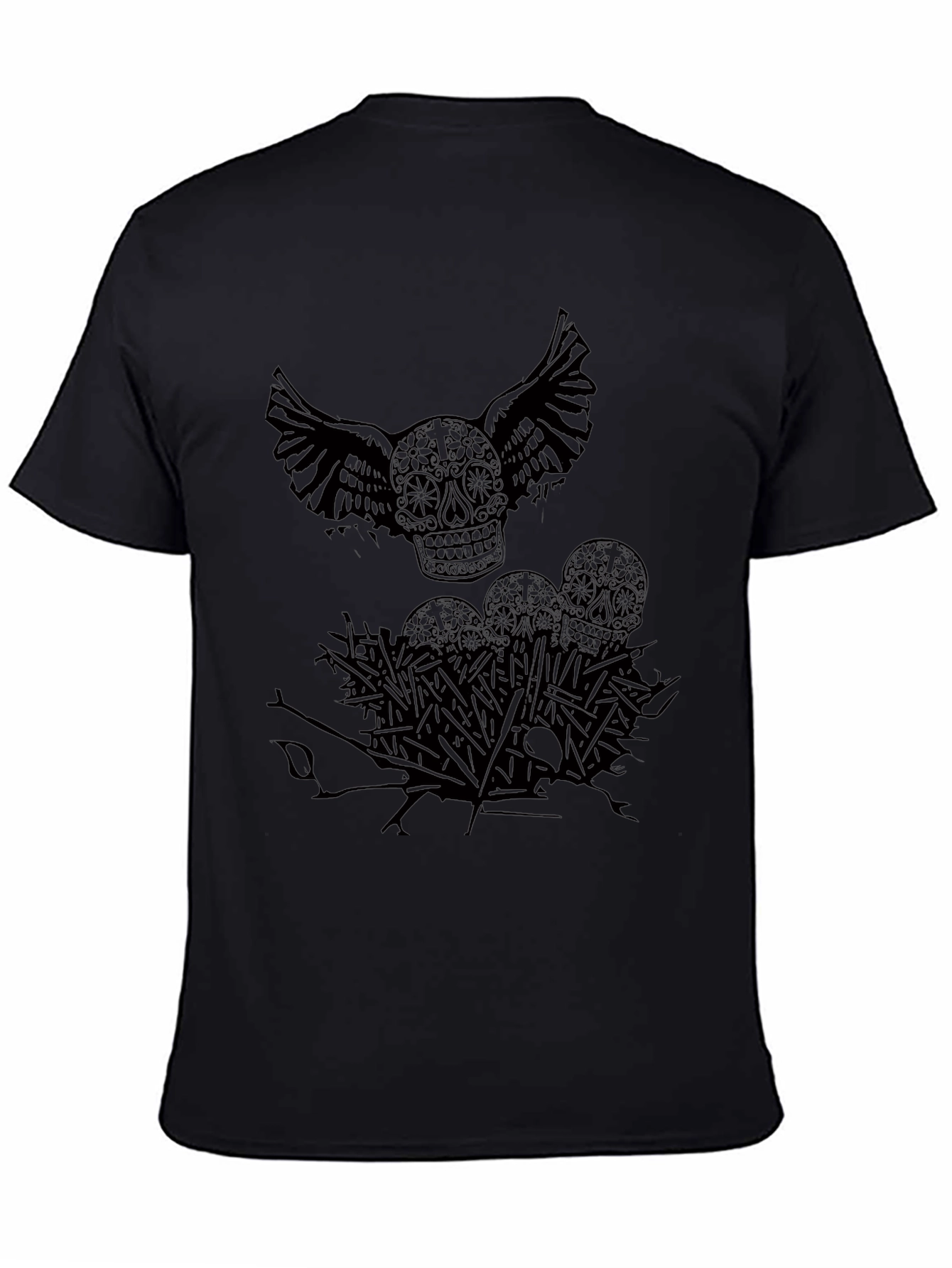 Camiseta Negra Calavera con Alas
