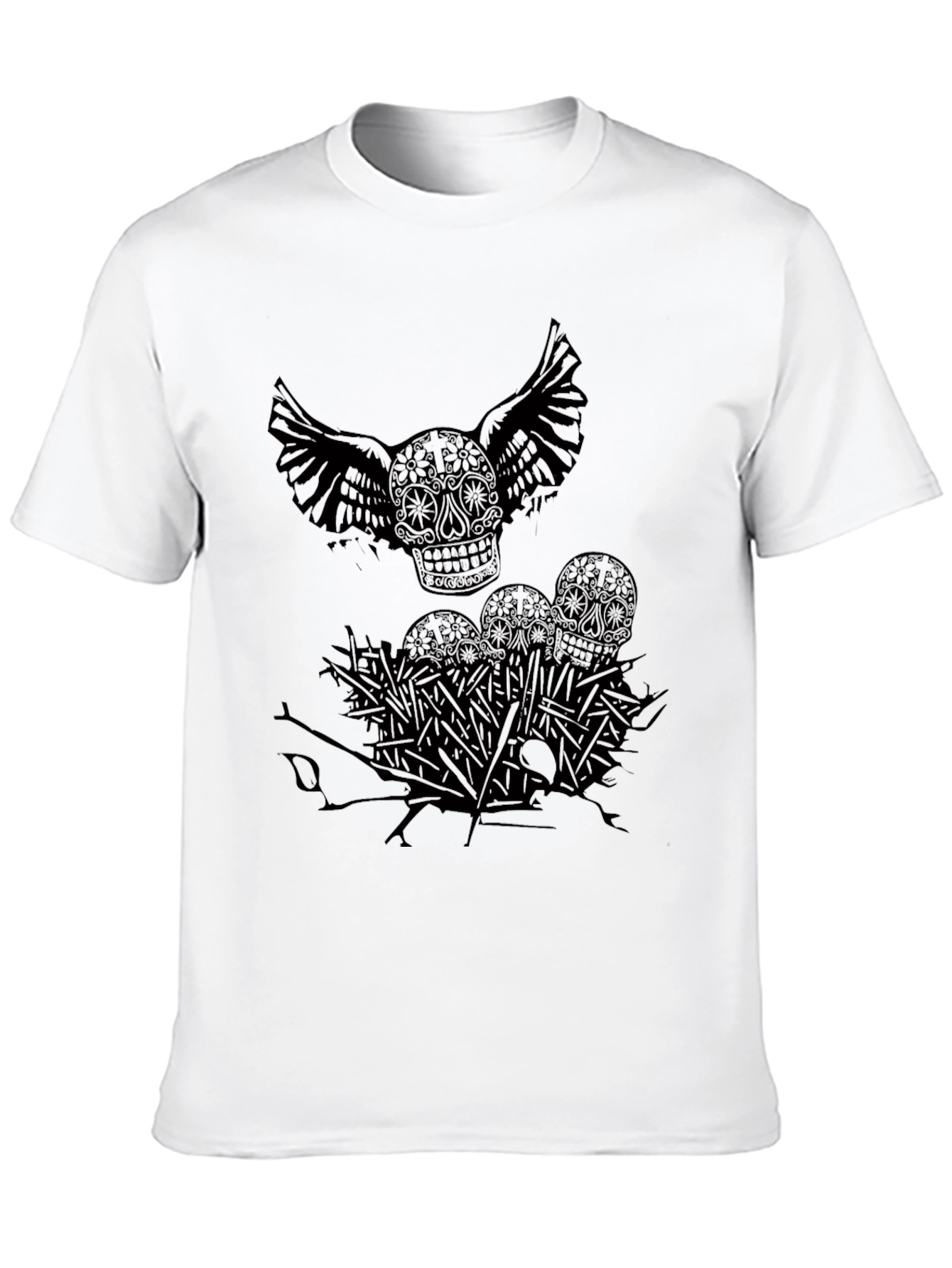 Camiseta Negra Calavera con Alas