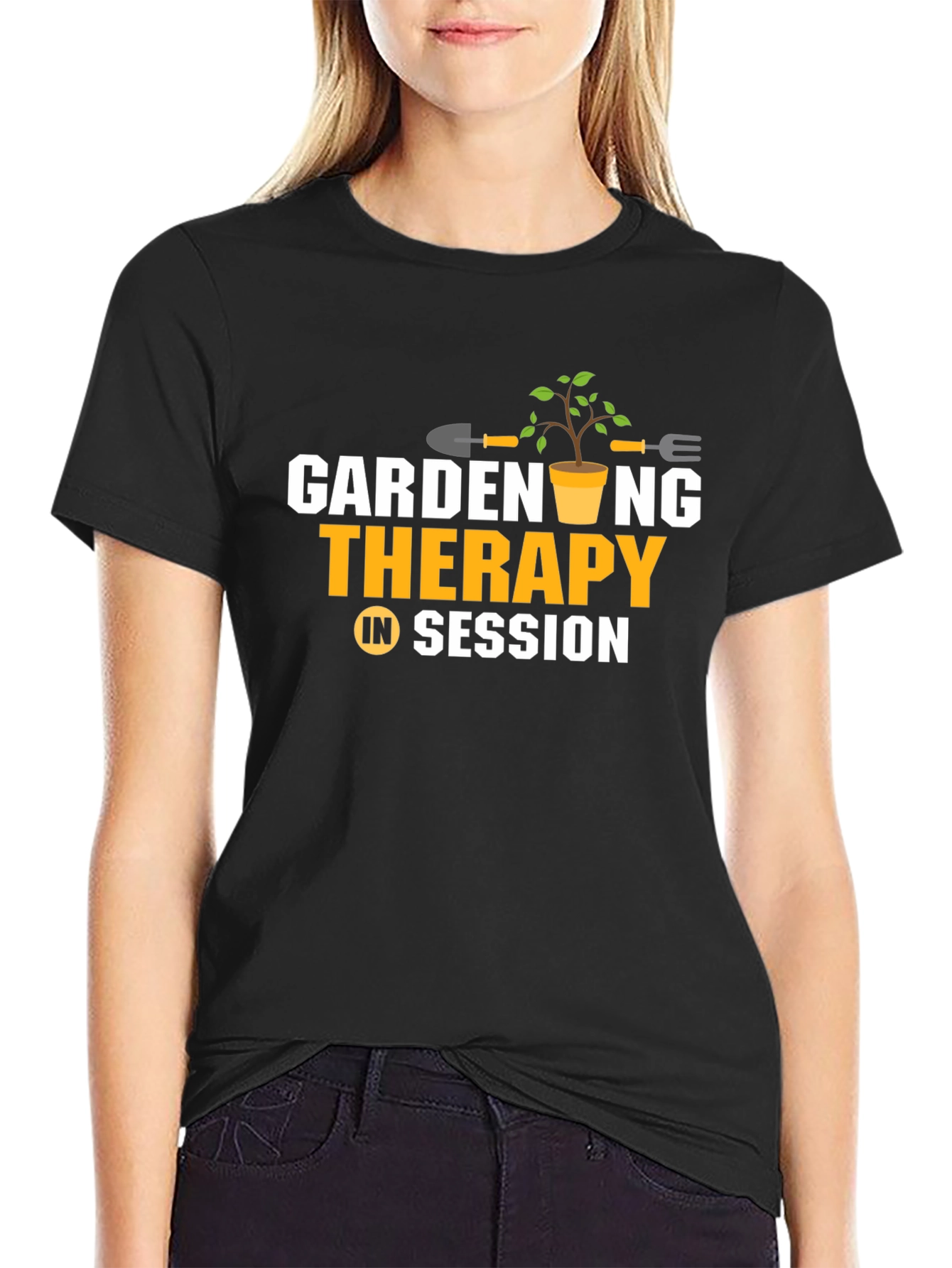 Camiseta Negra: Jardinería Terapia en Sesión