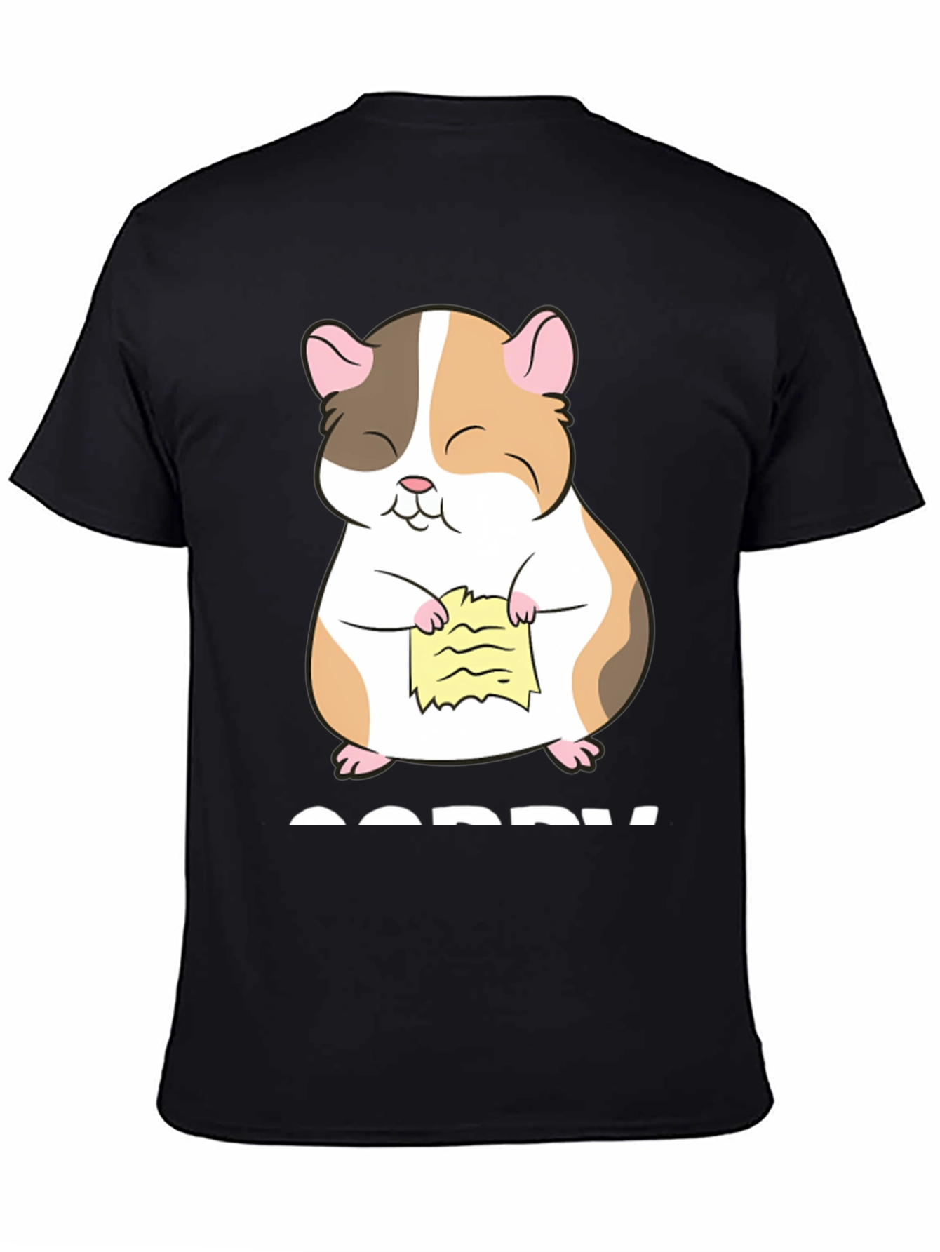 Camiseta Negra con Diseño de Hámster Arrepentido