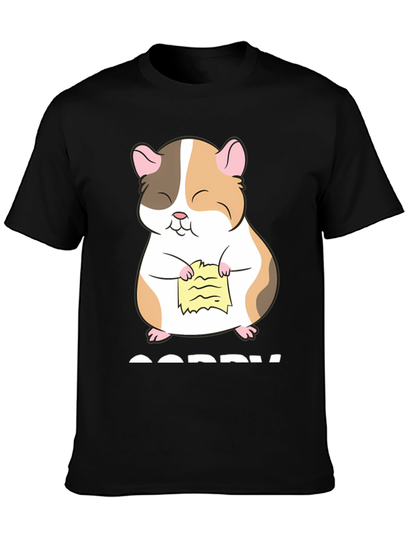 Camiseta Negra con Diseño de Hámster Arrepentido