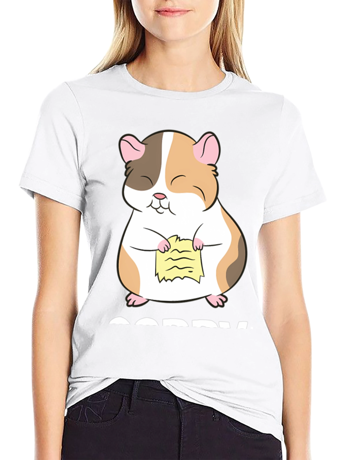 Camiseta Negra con Diseño de Hámster Arrepentido