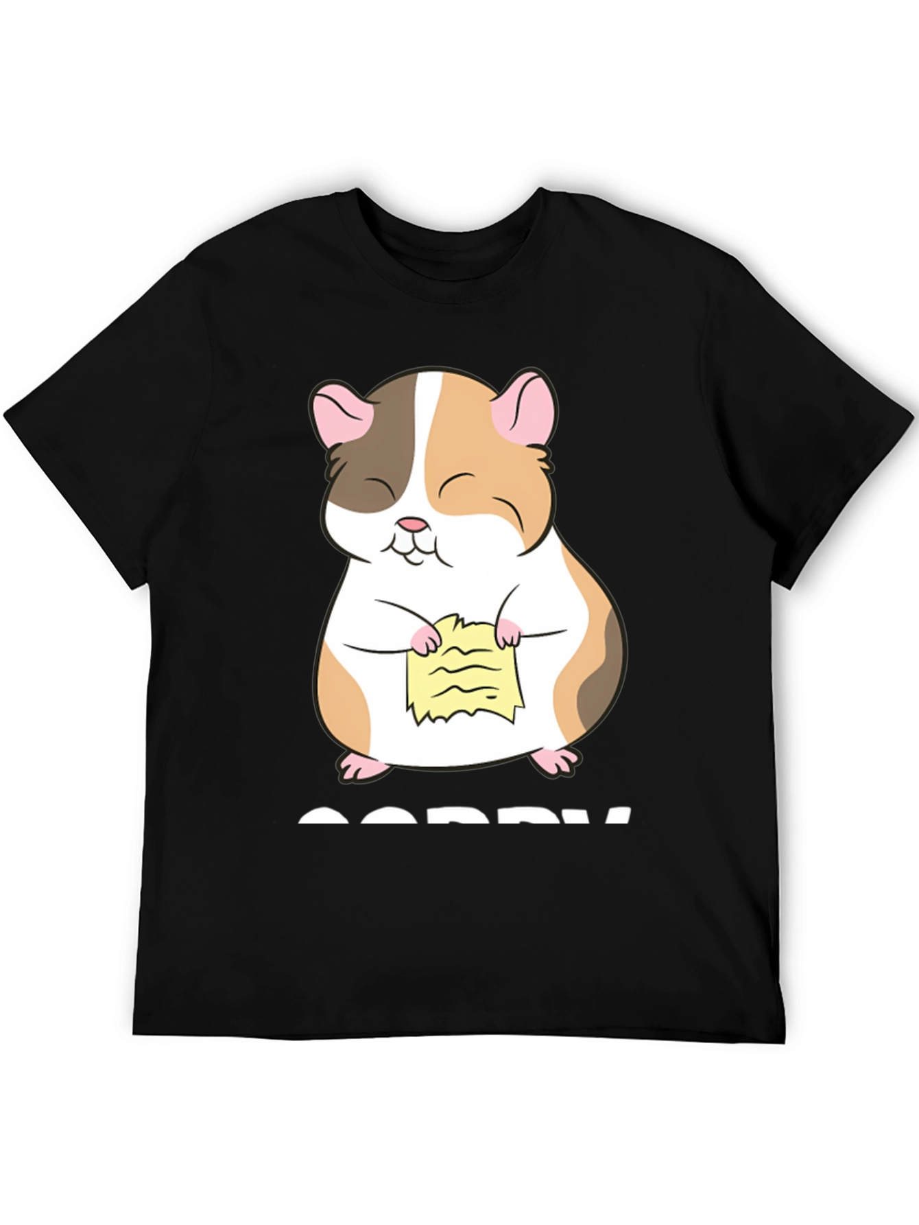 Camiseta Negra con Diseño de Hámster Arrepentido