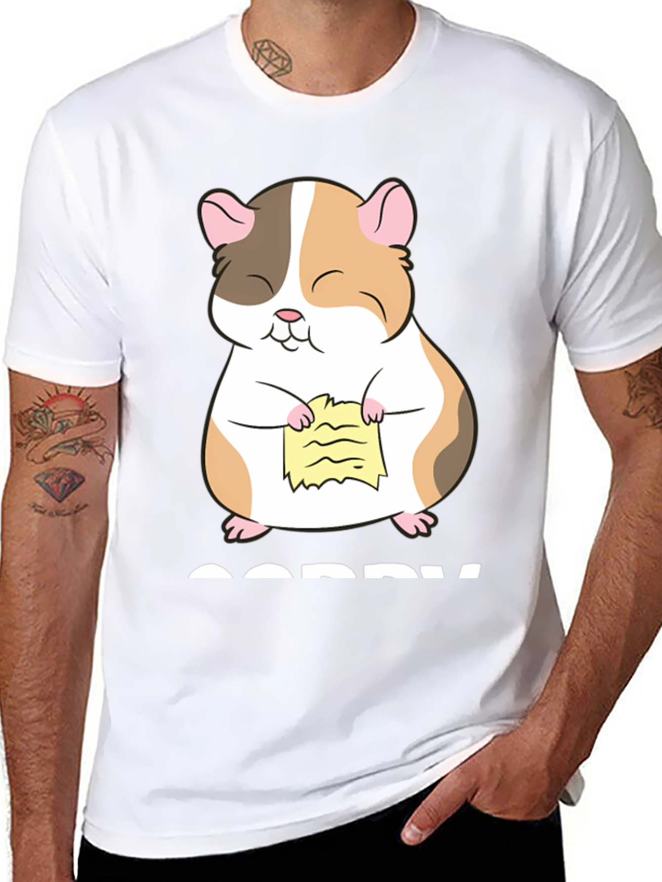 Camiseta Negra con Diseño de Hámster Arrepentido