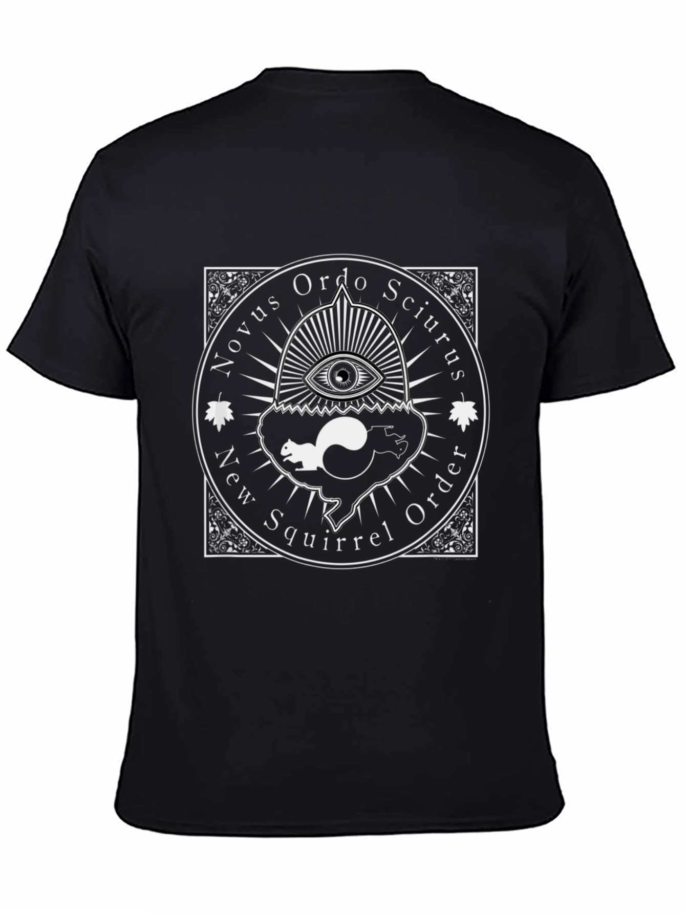 Camiseta Negra Novus Ordo Sciurus Algodón