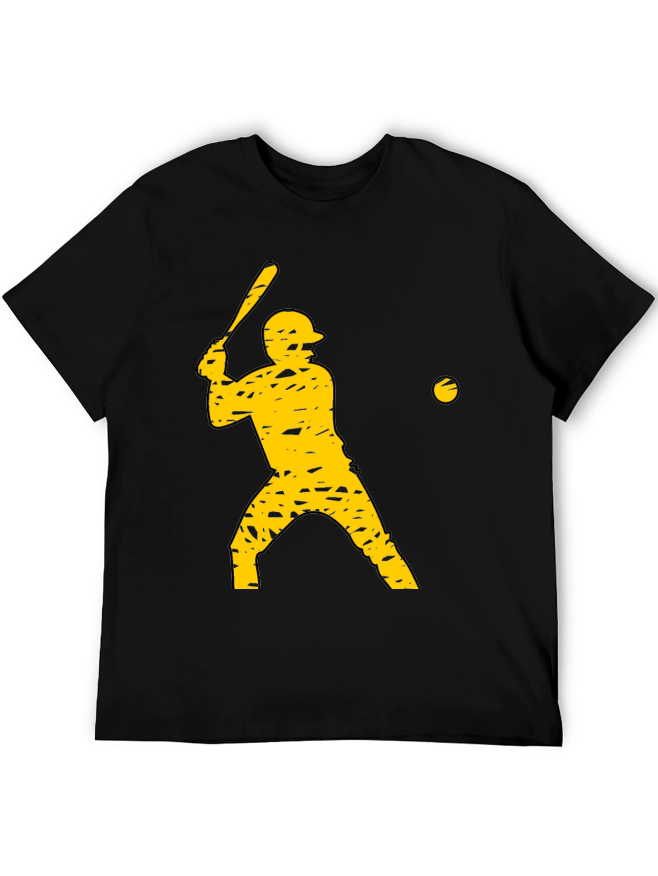 Camiseta Negra con Diseño de Béisbol Amarilla