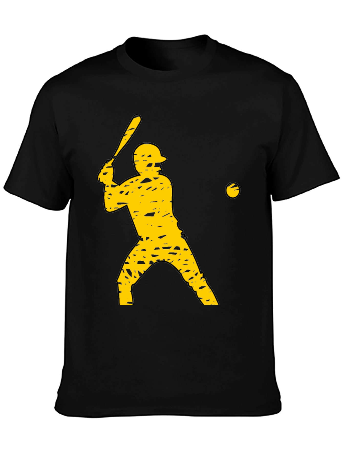 Camiseta Negra con Diseño de Béisbol Amarilla