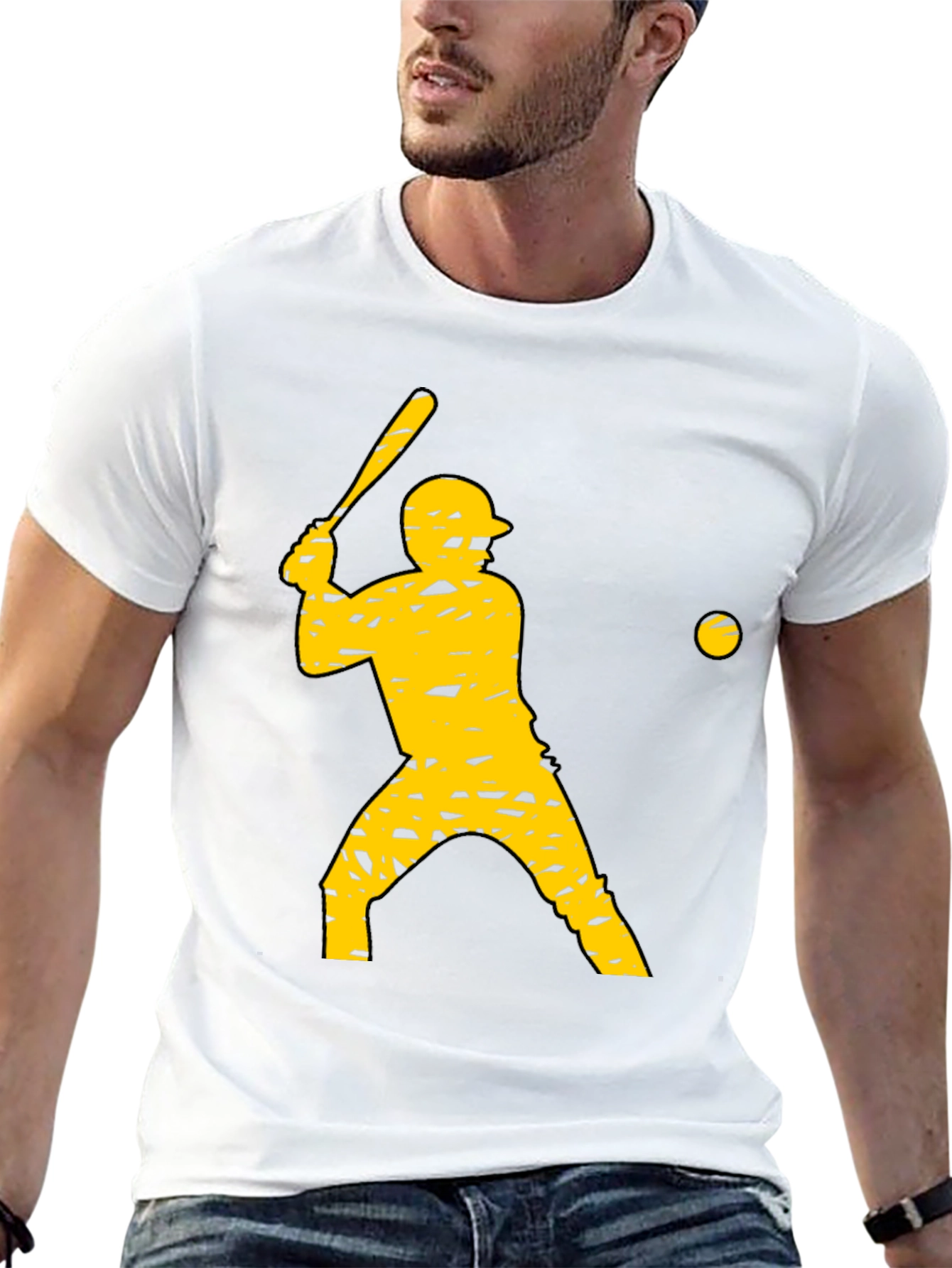 Camiseta Negra con Diseño de Béisbol Amarilla