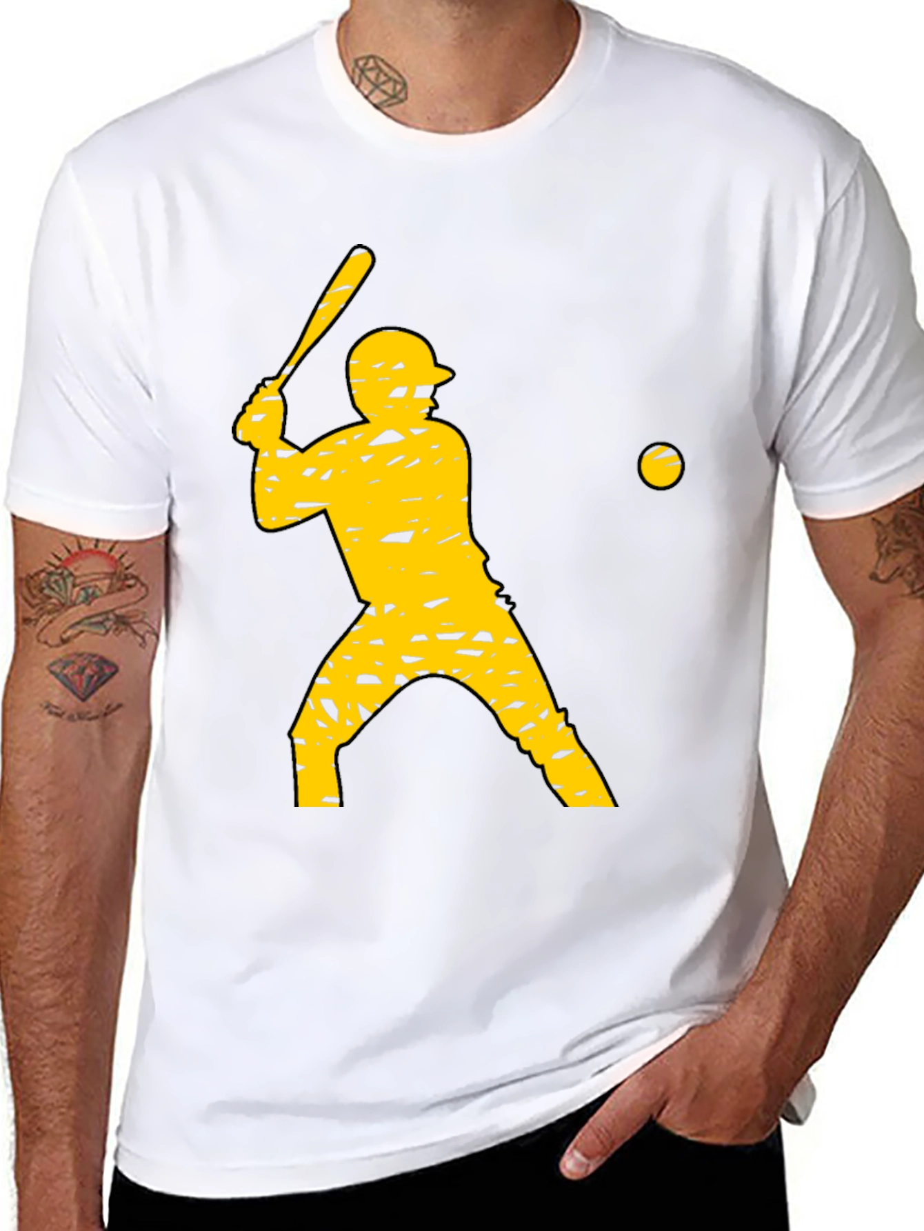 Camiseta Negra con Diseño de Béisbol Amarilla
