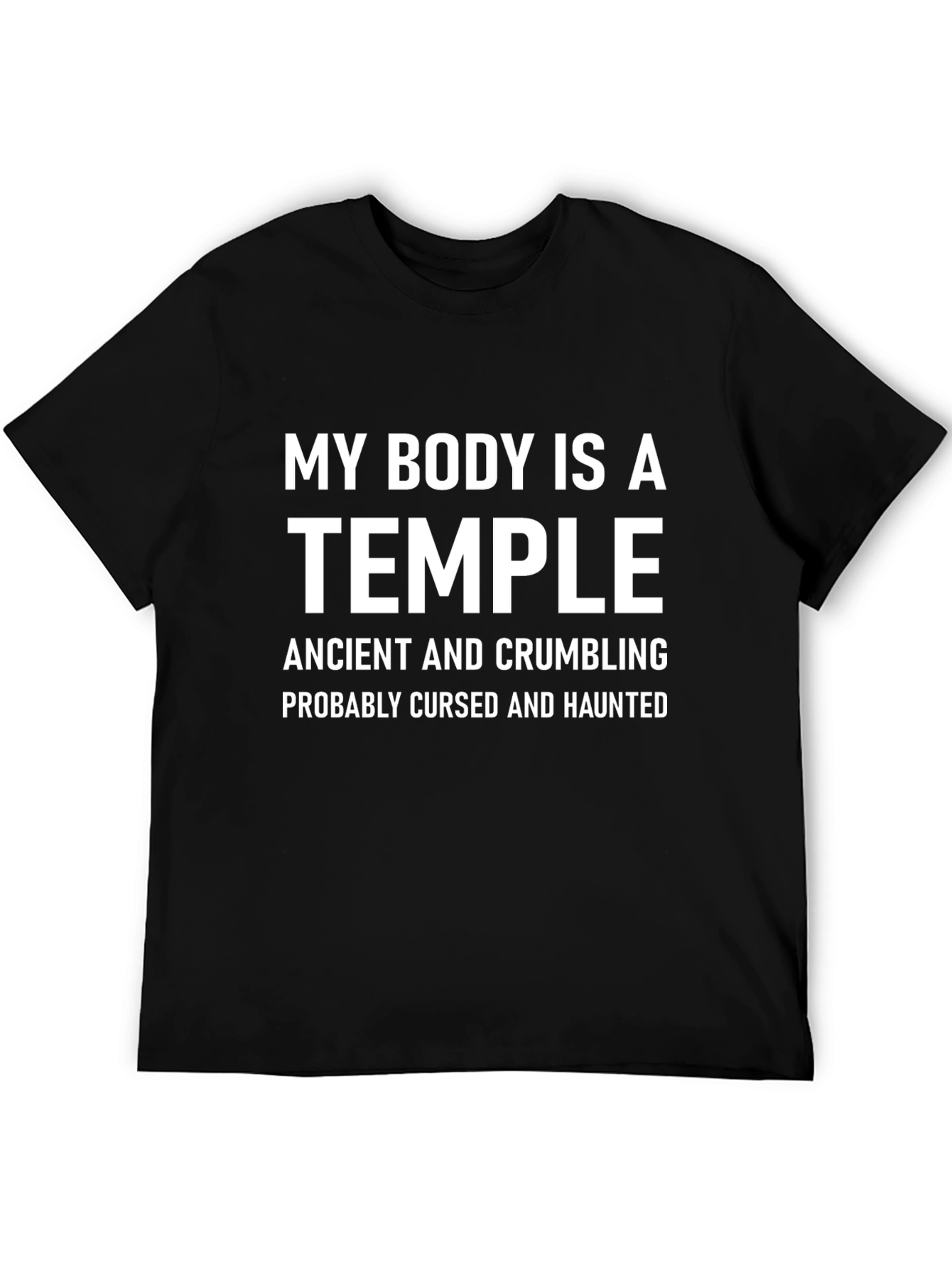 Camiseta Negra Humorística: Mi Cuerpo es un Templo