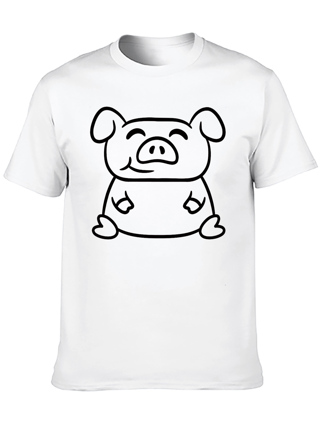 Camiseta Negra con Diseño de Cerdo Sonriente