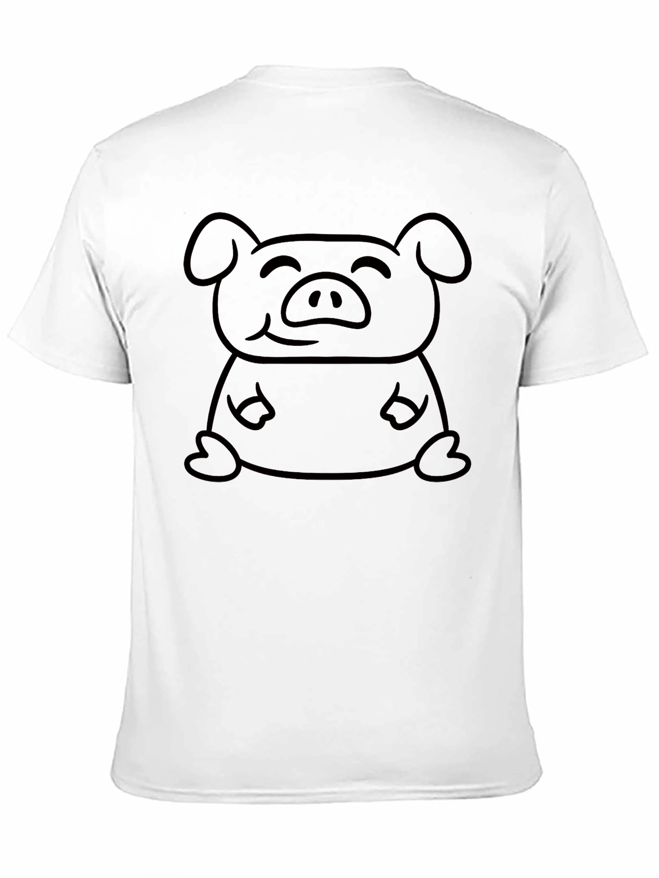 Camiseta Negra con Diseño de Cerdo Sonriente