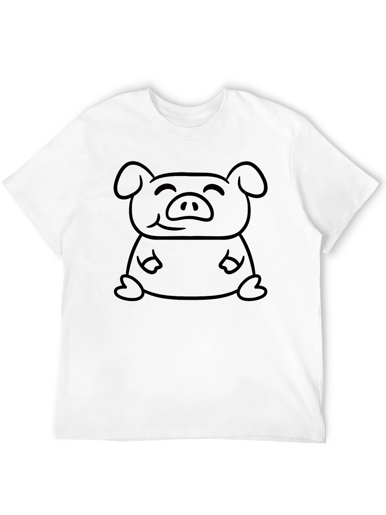 Camiseta Negra con Diseño de Cerdo Sonriente