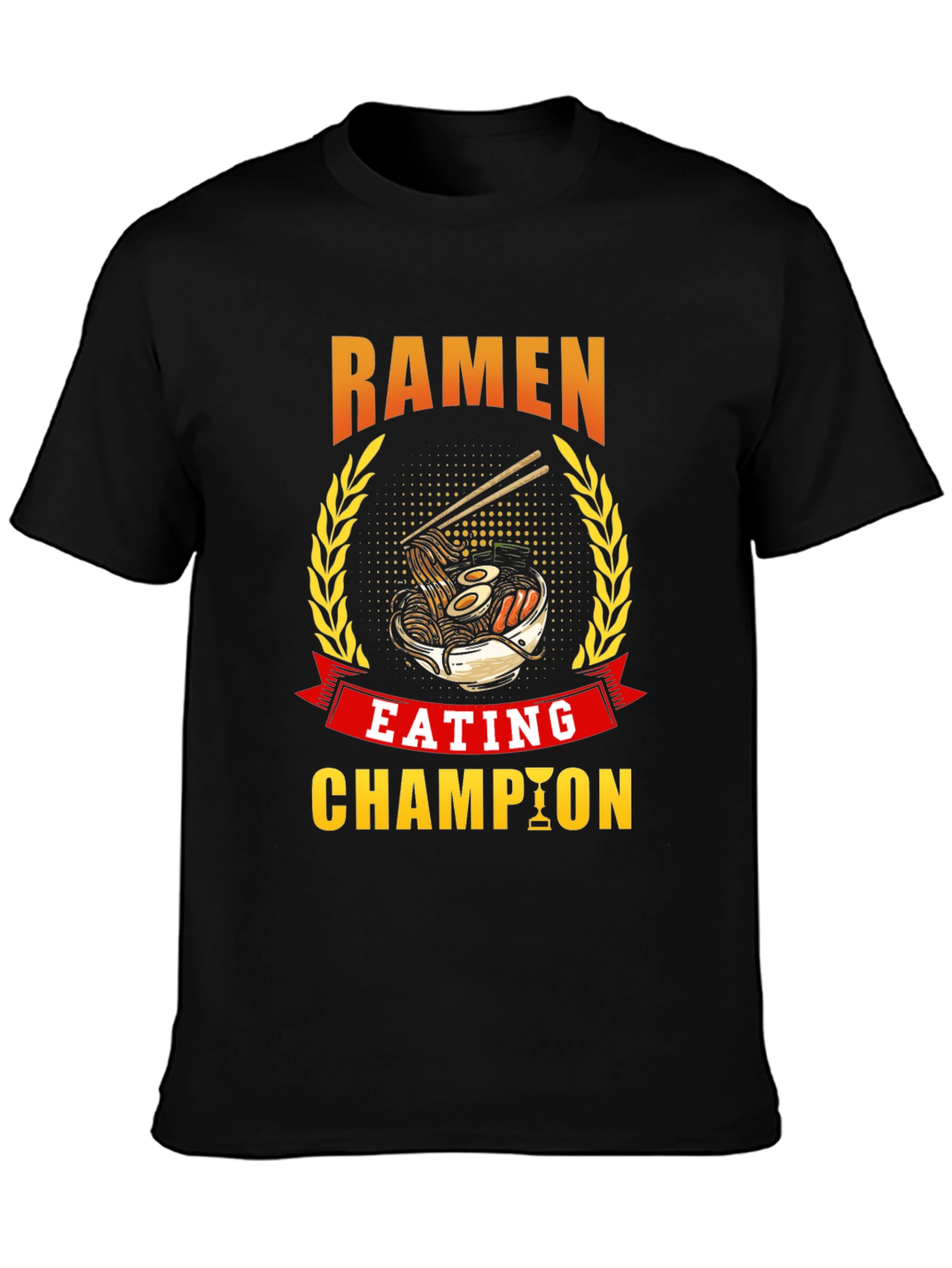 Camiseta Negra Campeón Comiendo Ramen