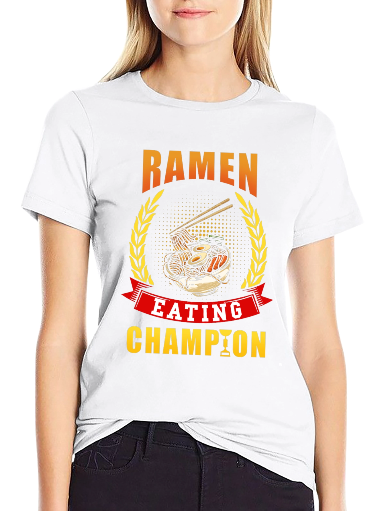 Camiseta Negra Campeón Comiendo Ramen