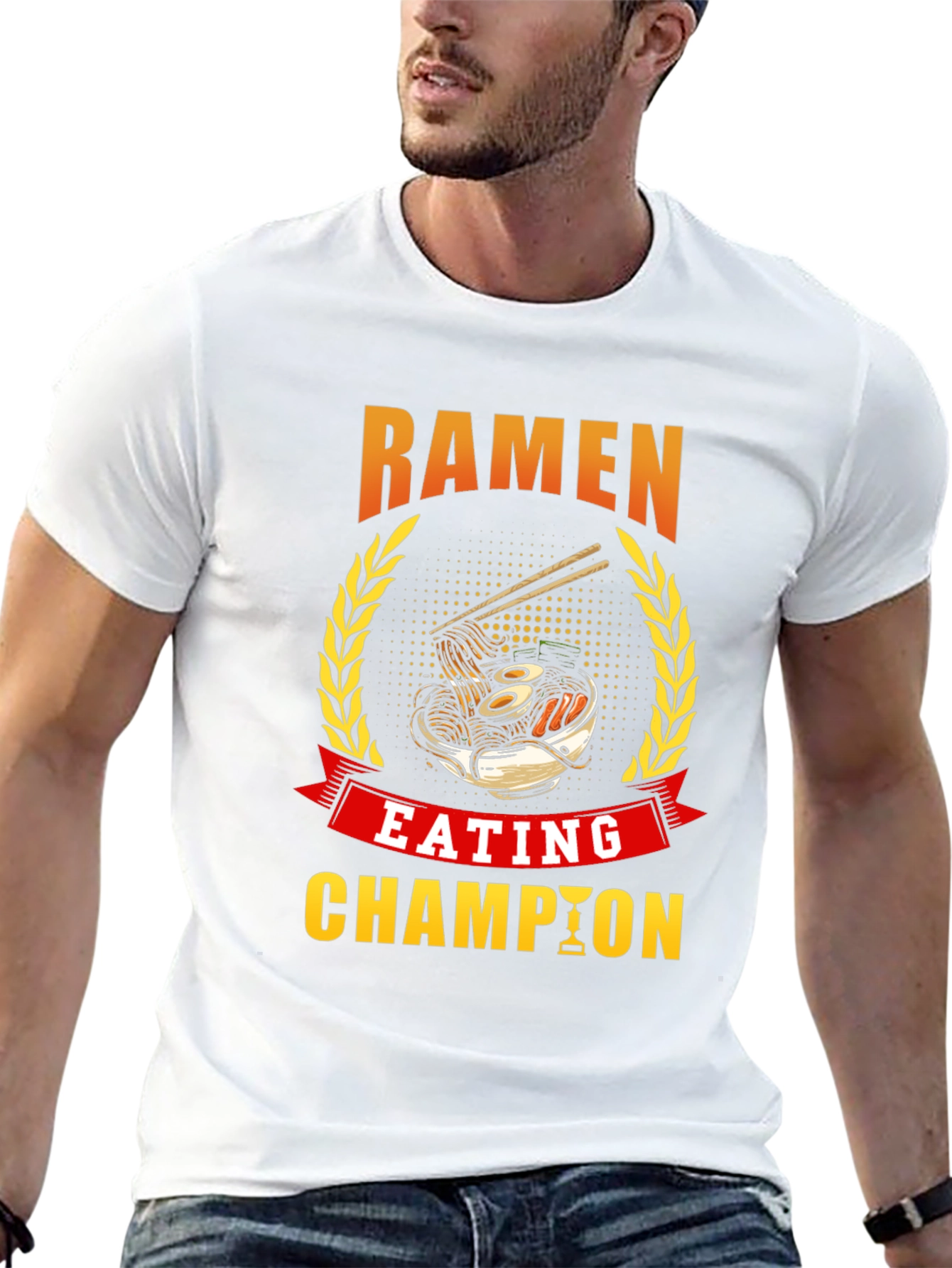 Camiseta Negra Campeón Comiendo Ramen