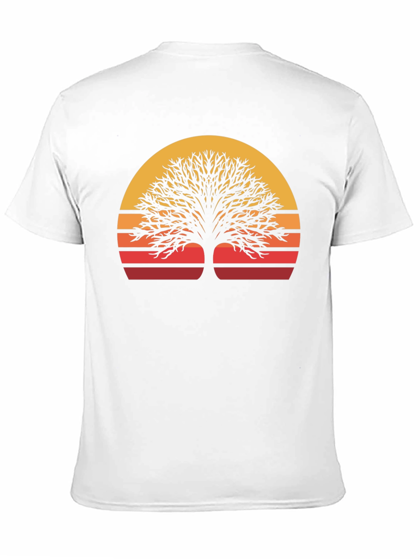Camiseta Negra con Diseño de Árbol al Atardecer