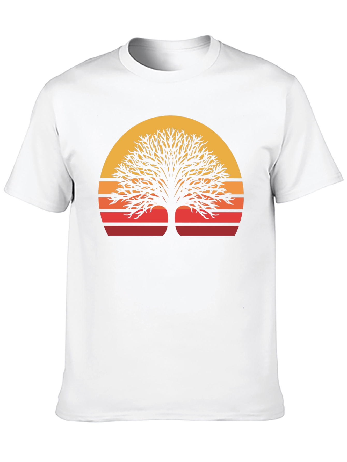 Camiseta Negra con Diseño de Árbol al Atardecer