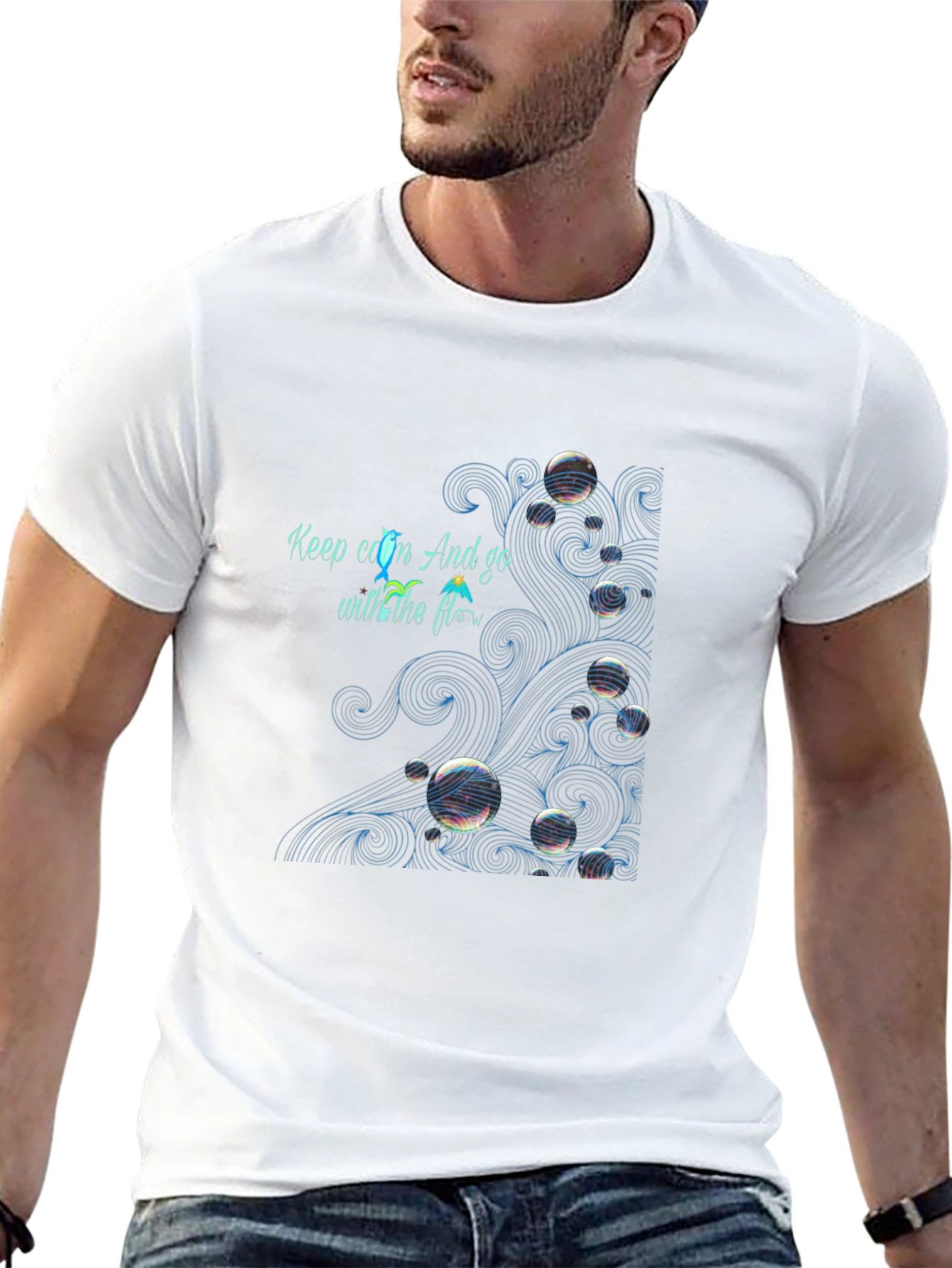 Camiseta Negra: Keep Calm y Fluye