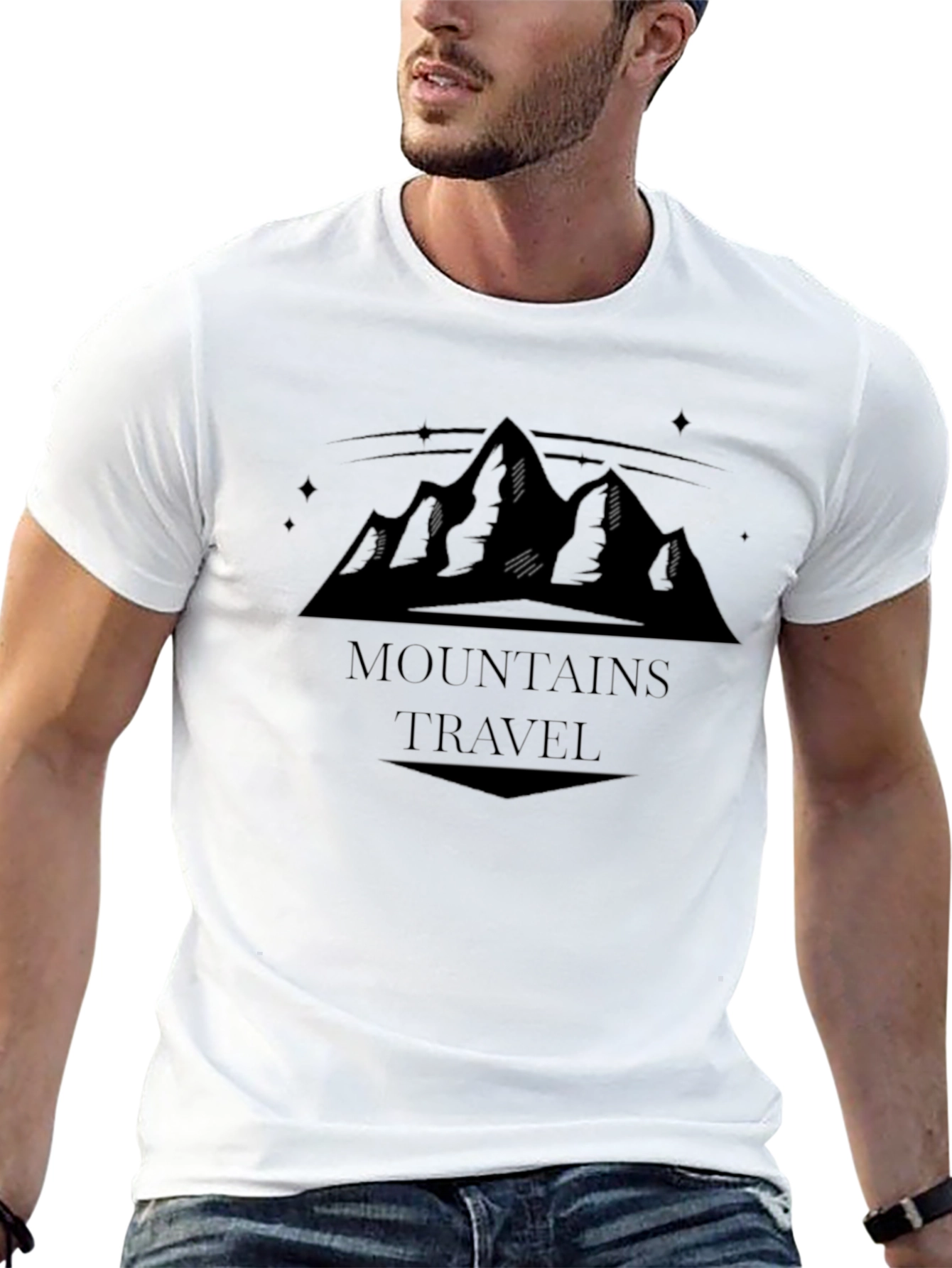 Camiseta Negra Montañas Travel Hombre