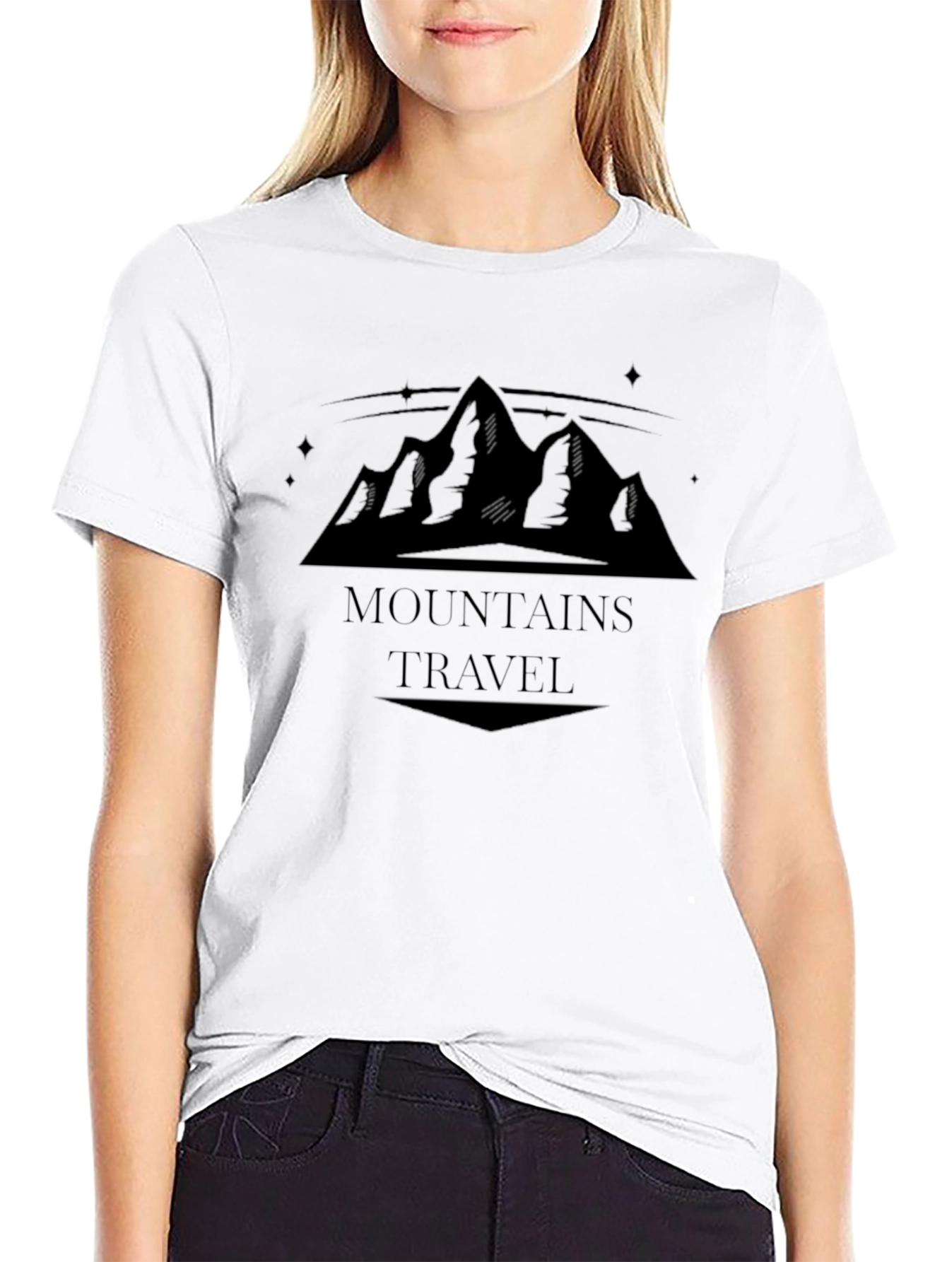 Camiseta Negra Montañas Travel Hombre