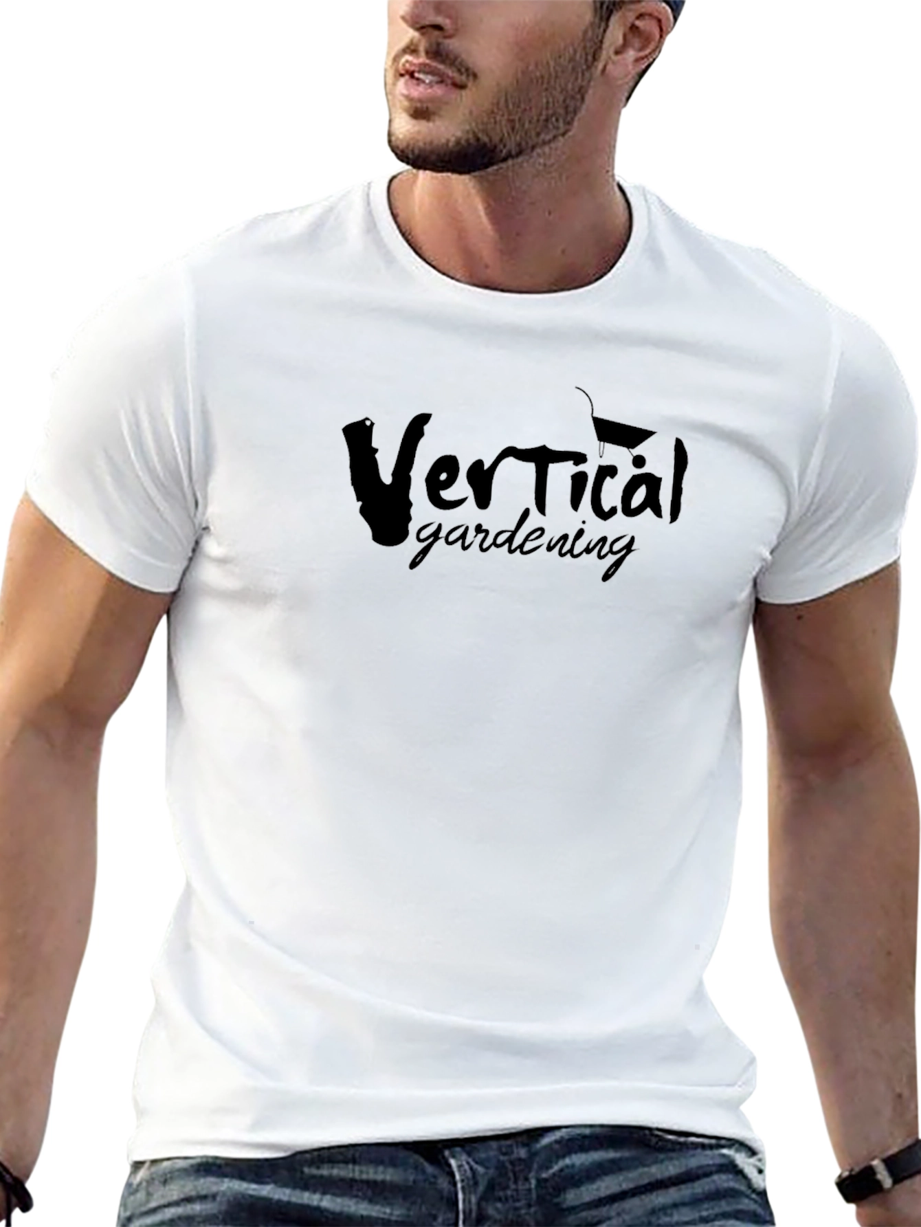 Camiseta Negra Vertical Gardening Diseño Original