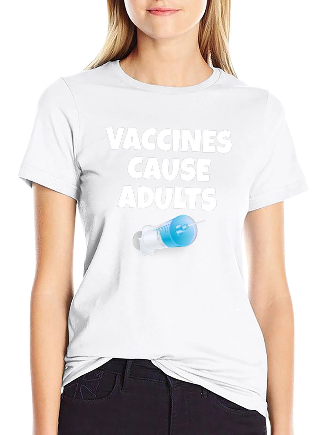 Camiseta Negra Vacunas Causan Adultos