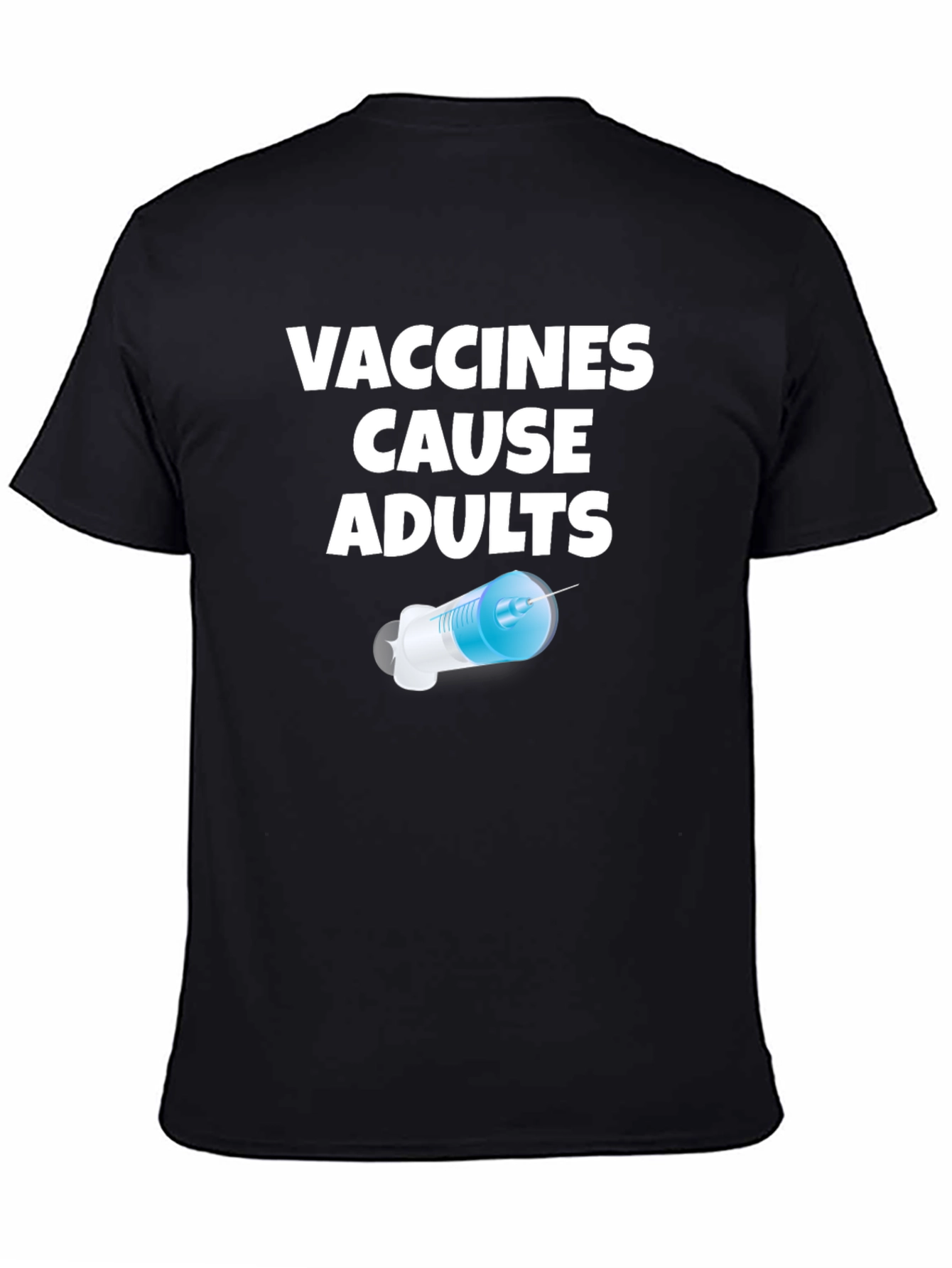 Camiseta Negra Vacunas Causan Adultos