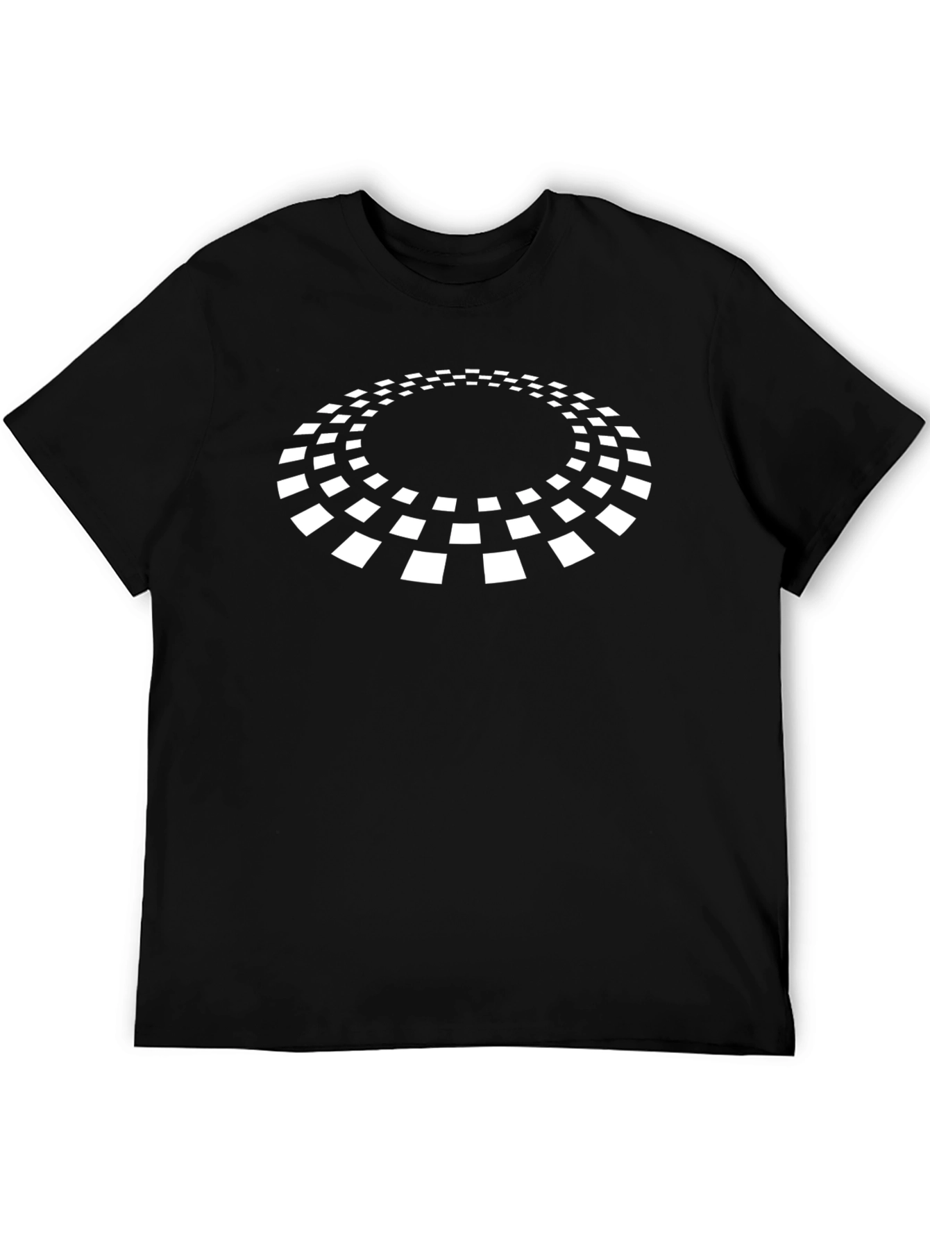 Camiseta Negra con Diseño Circular Blanco