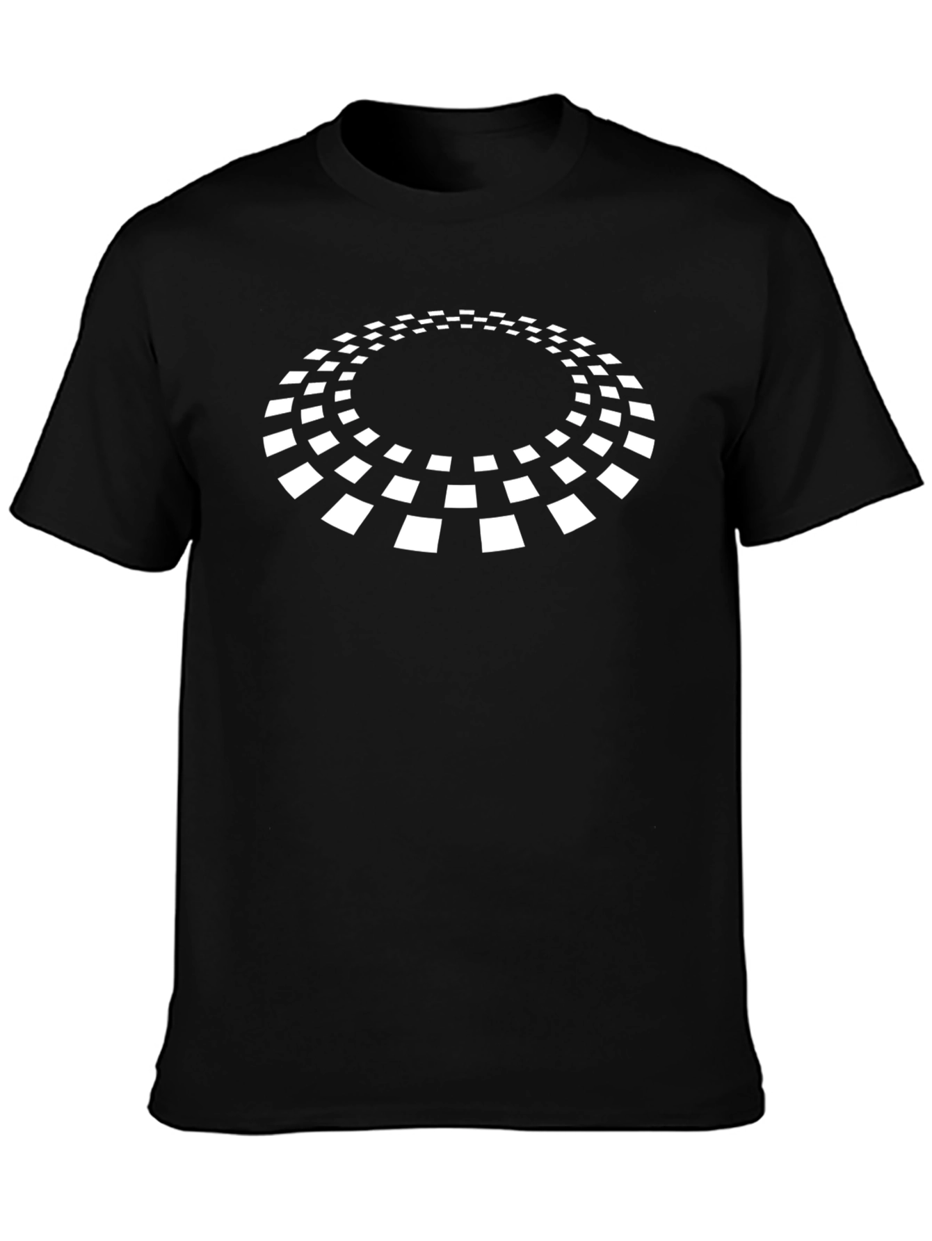 Camiseta Negra con Diseño Circular Blanco