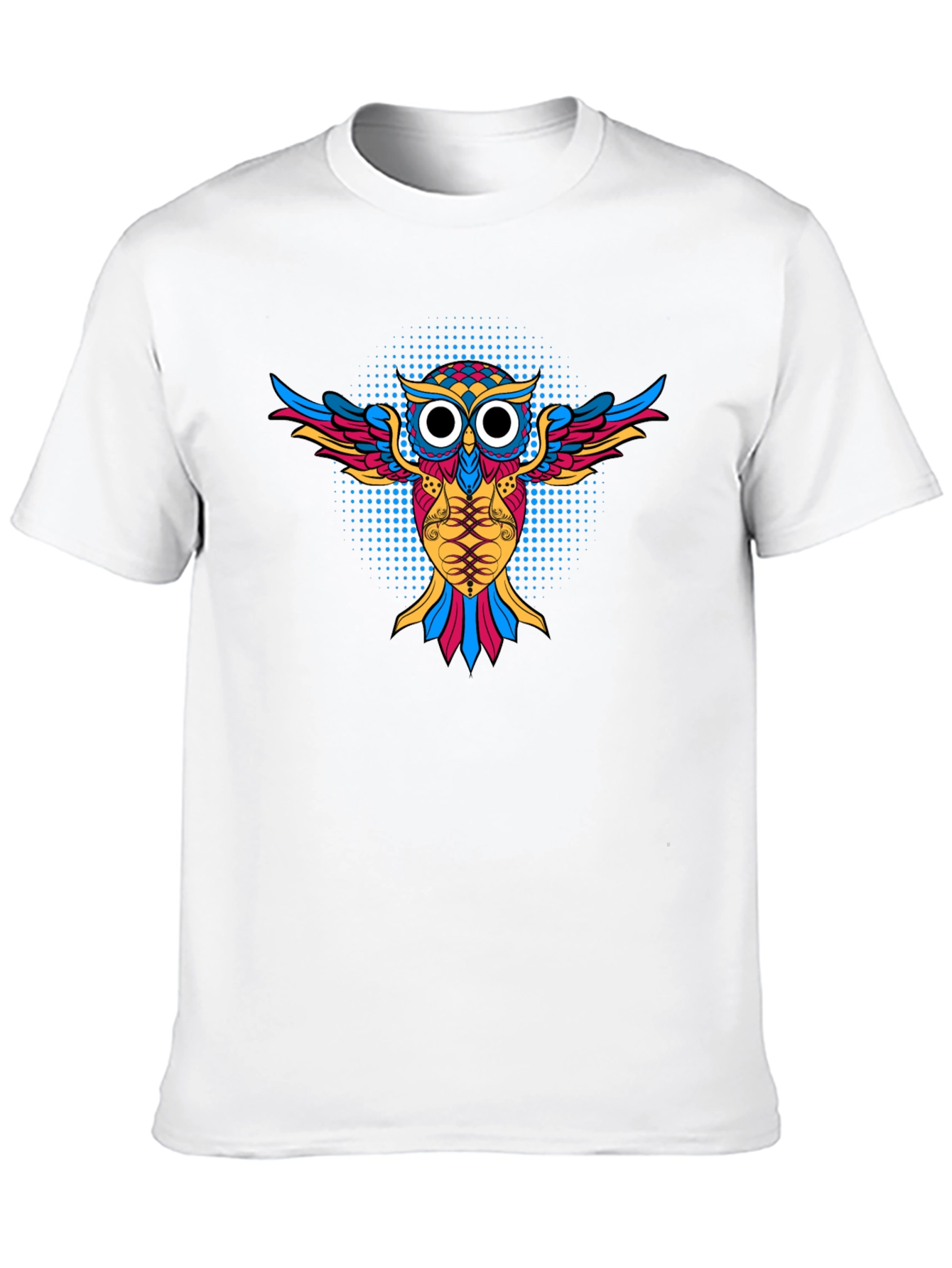 Camiseta Negra con Diseño de Búho Psicodélico